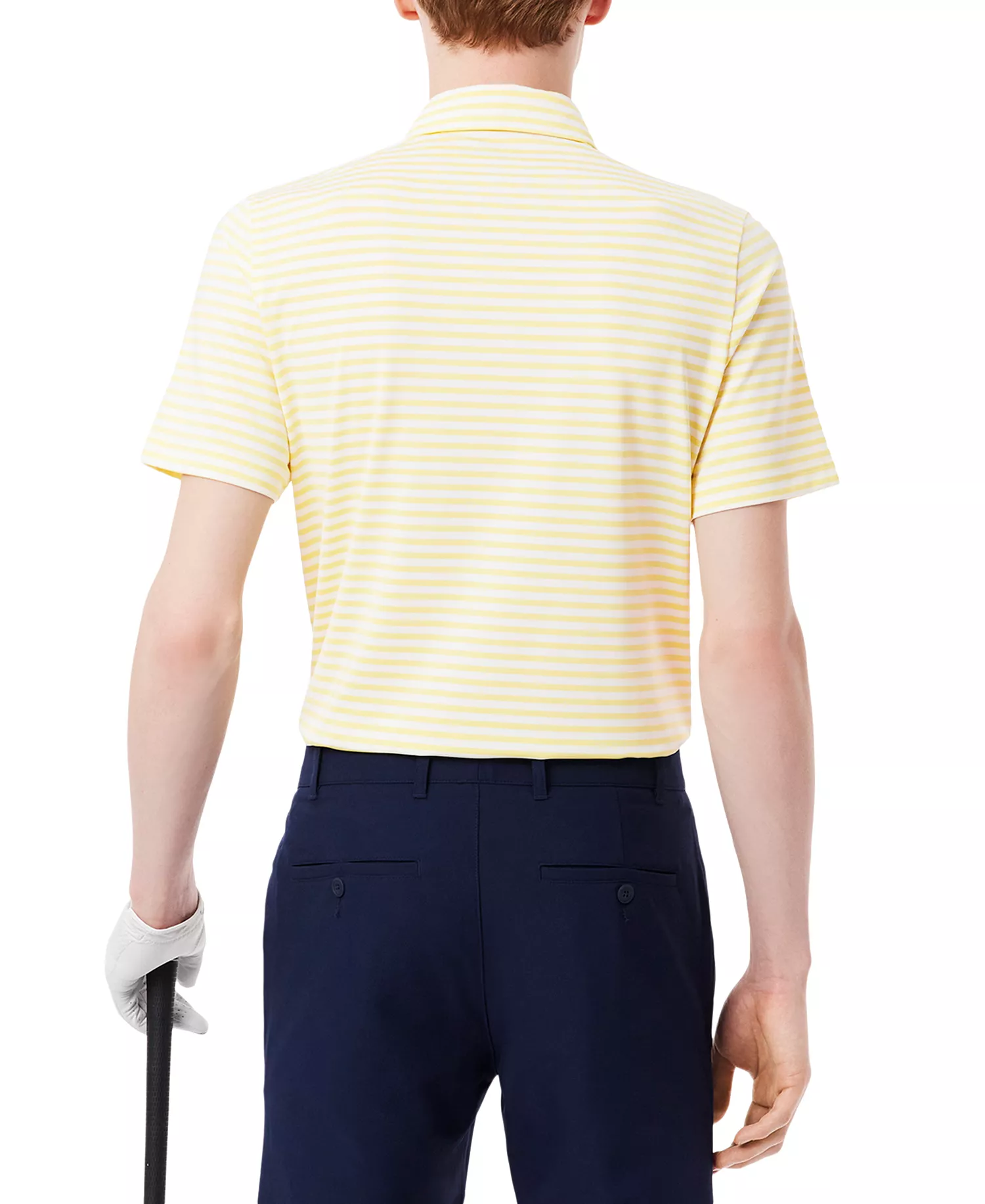 Men's Short Sleeve Striped Performance Polo Shirt - Kba - White/Yellow - 2XL