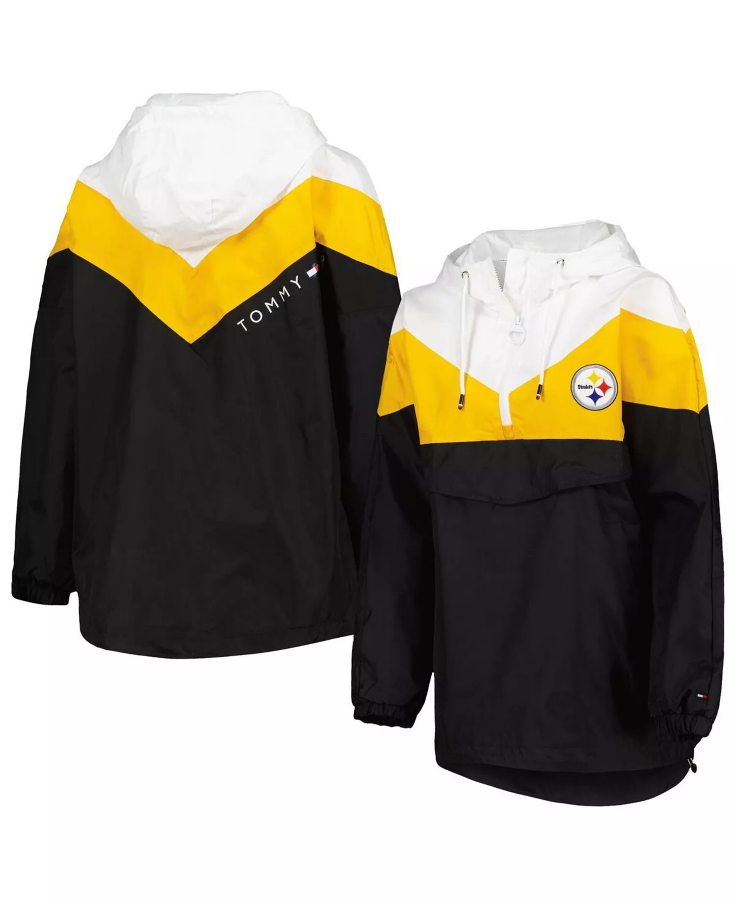 Women's White, Gold Pittsburgh Steelers Staci Half-Zip Hoodie Windbreaker Jacket - White, Gold - M