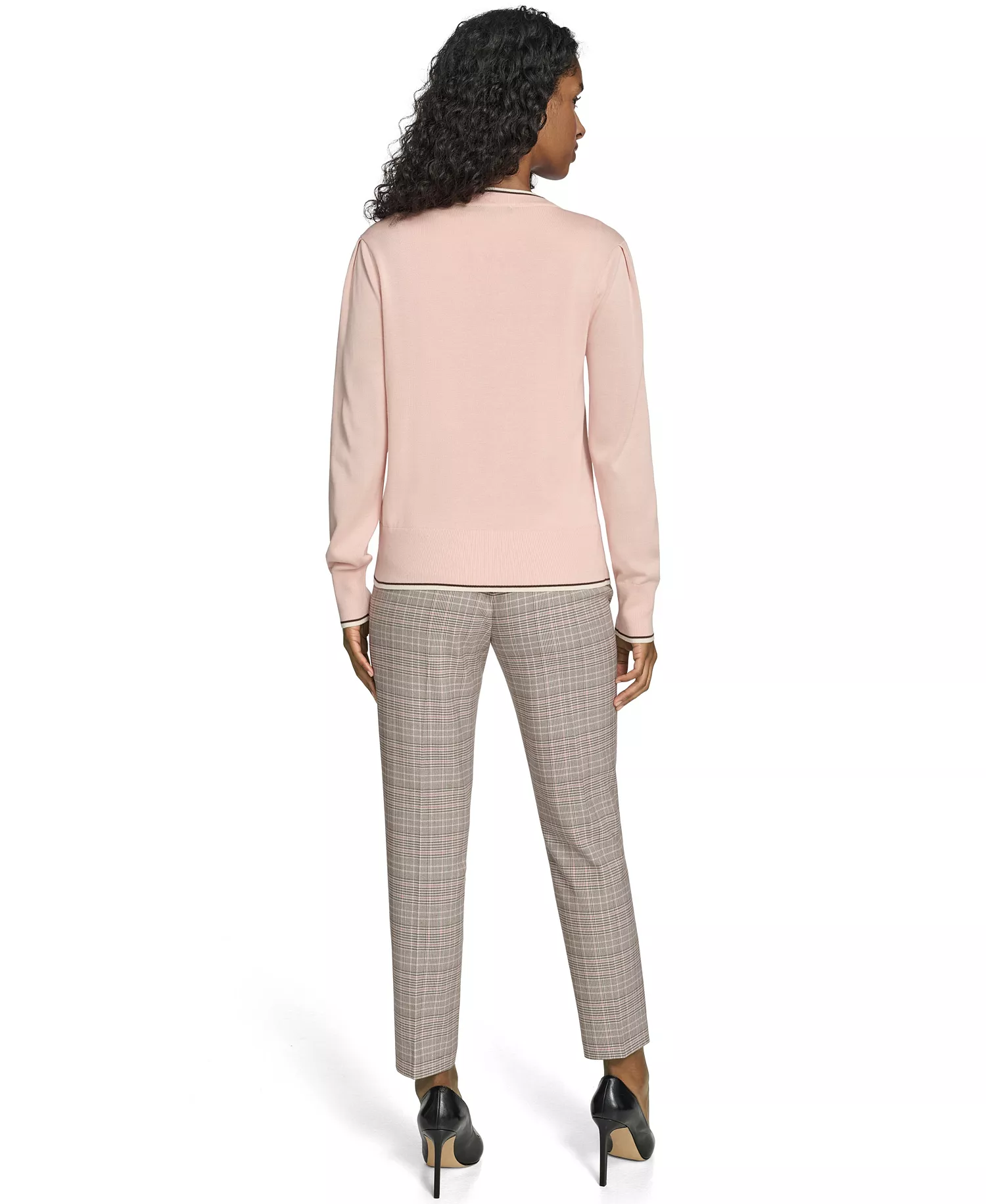 Women's V-Neck Long-Sleeve Cardigan Set - Evening Sand Multi - L