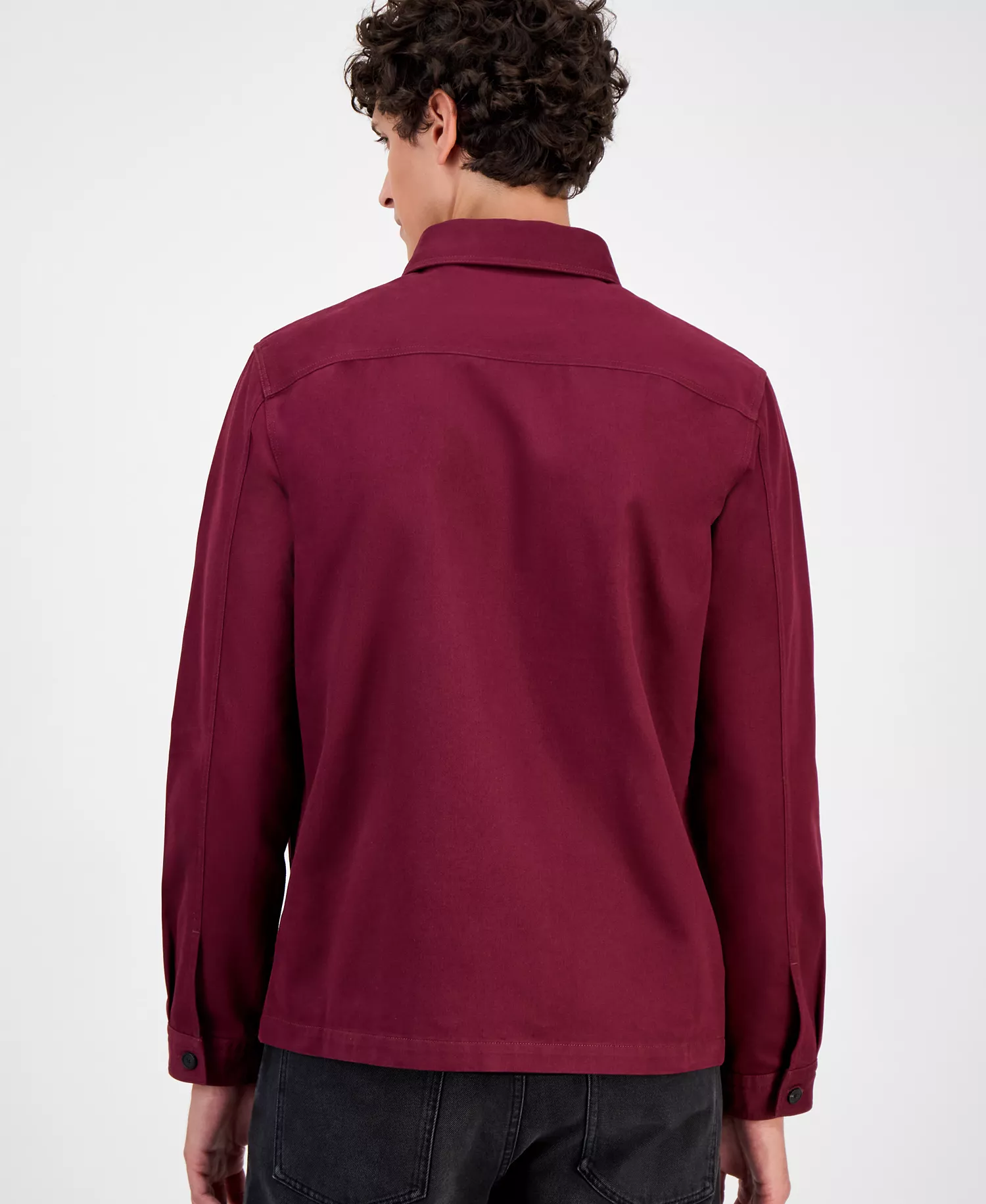 Men's Cotton Twill Oversized Shirt - Dark Red - 2XL