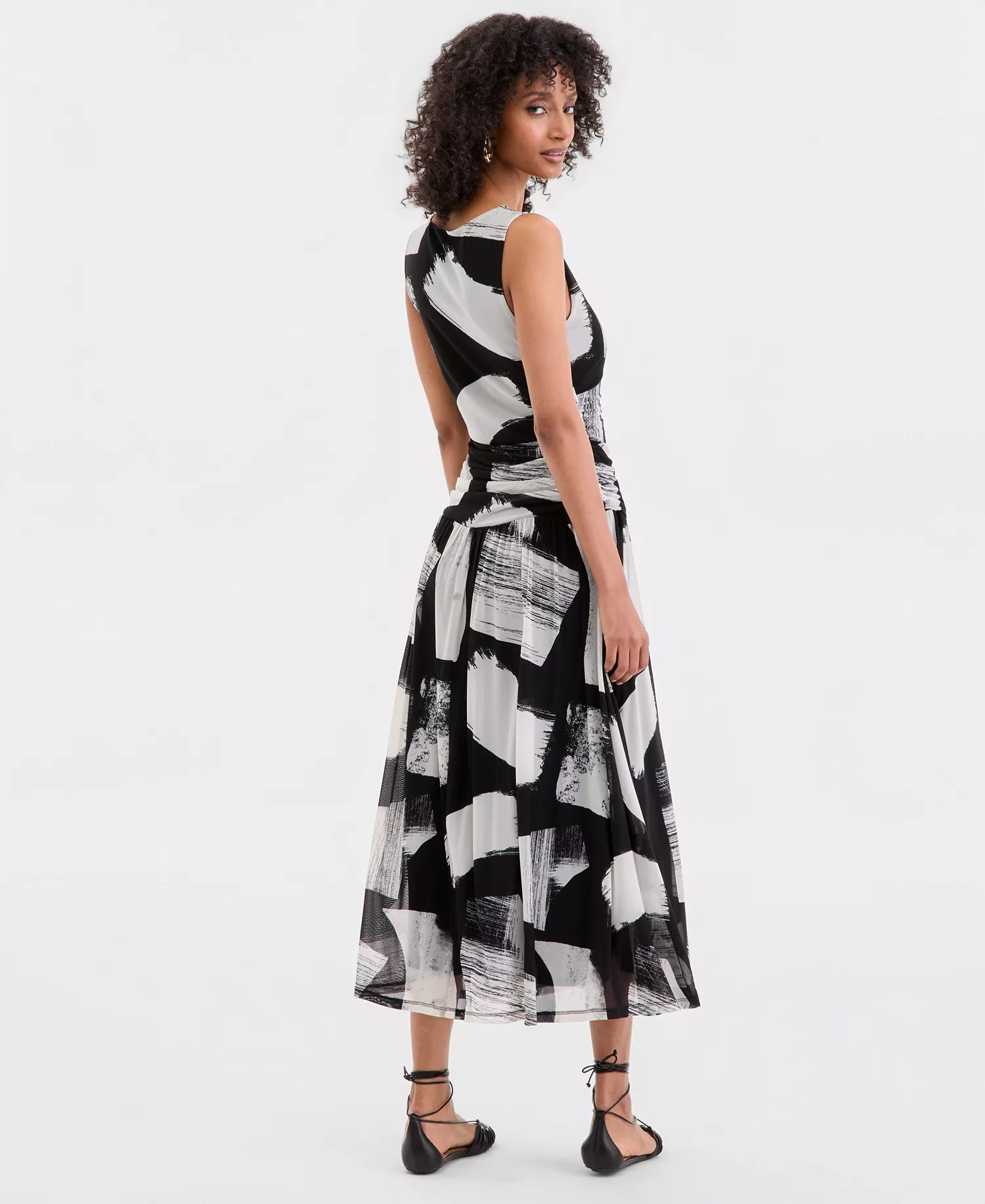 Women's Sleeveless Printed Mesh Dress, Macy's Exclusive  - Gia Abstract - L