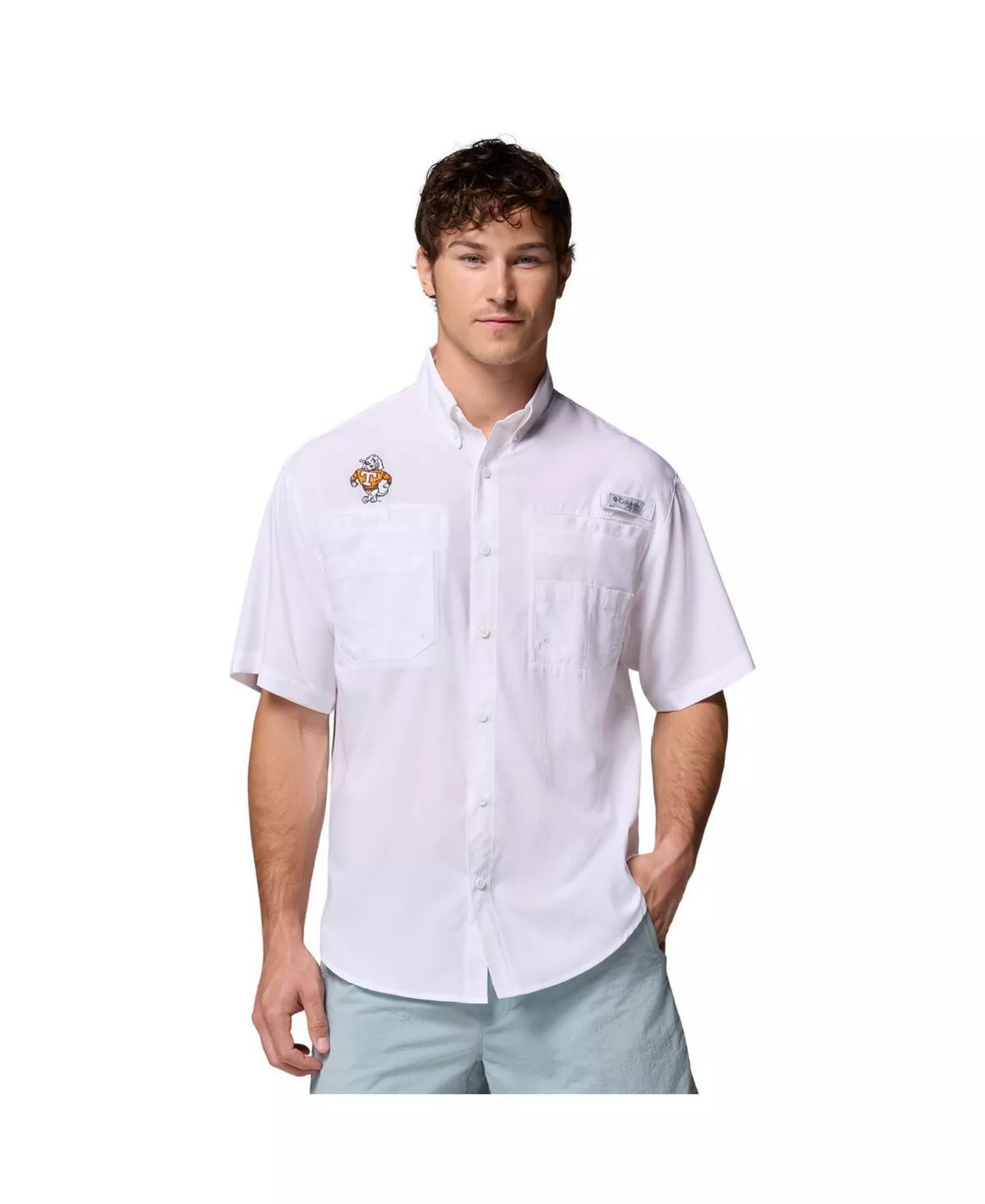 Men's White Tennessee Volunteers Tamiami Omni-Shade Button-Down Shirt - White - L