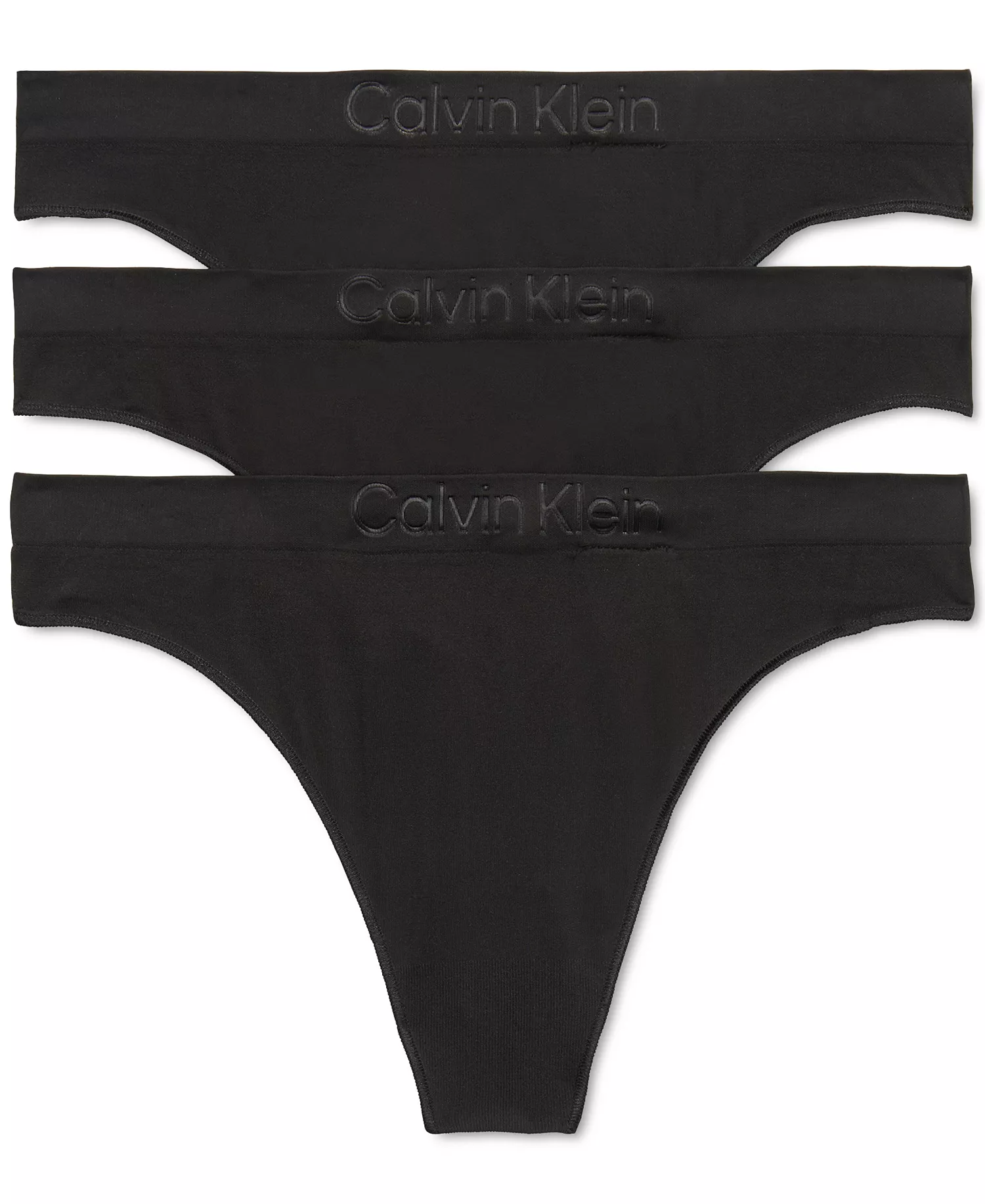 Women's Bonded Flex Mid-Rise Thong 3 Pack QD5211 - Black/Black/Black - L