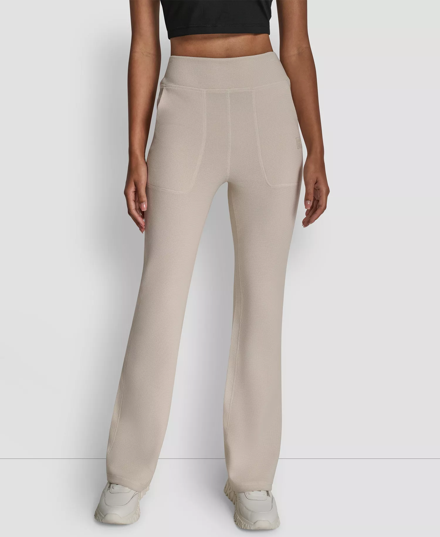 Women's Thermal High Waist Flare Pants - Blonde - L