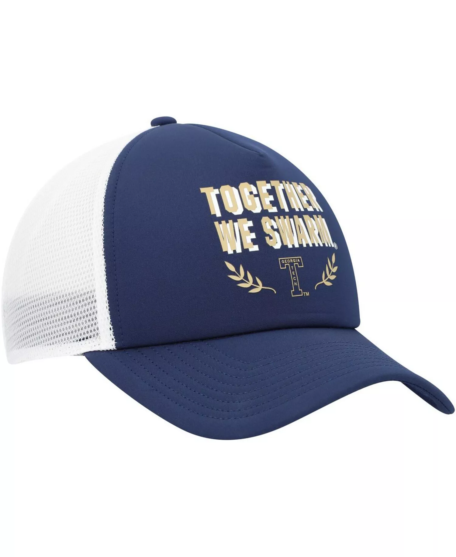 Men's Navy Georgia Tech Yellow Jackets Phrase Foam Front Trucker Adjustable Hat - Navy - OSFM