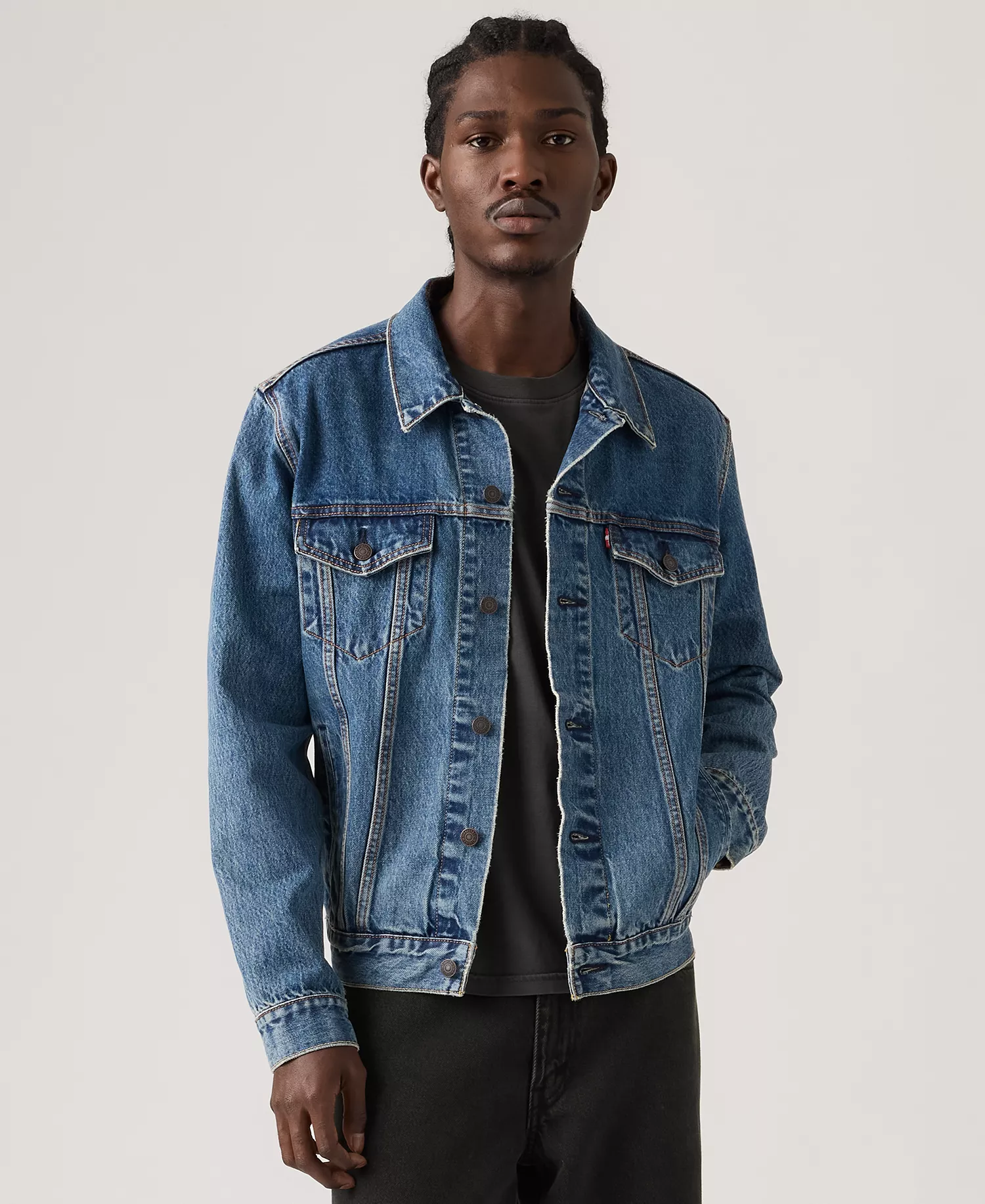 Men's Regular-Fit Denim Trucker Jacket, Classic Western Shirt & Tapered Jogger Pants - Rinse - 2XL
