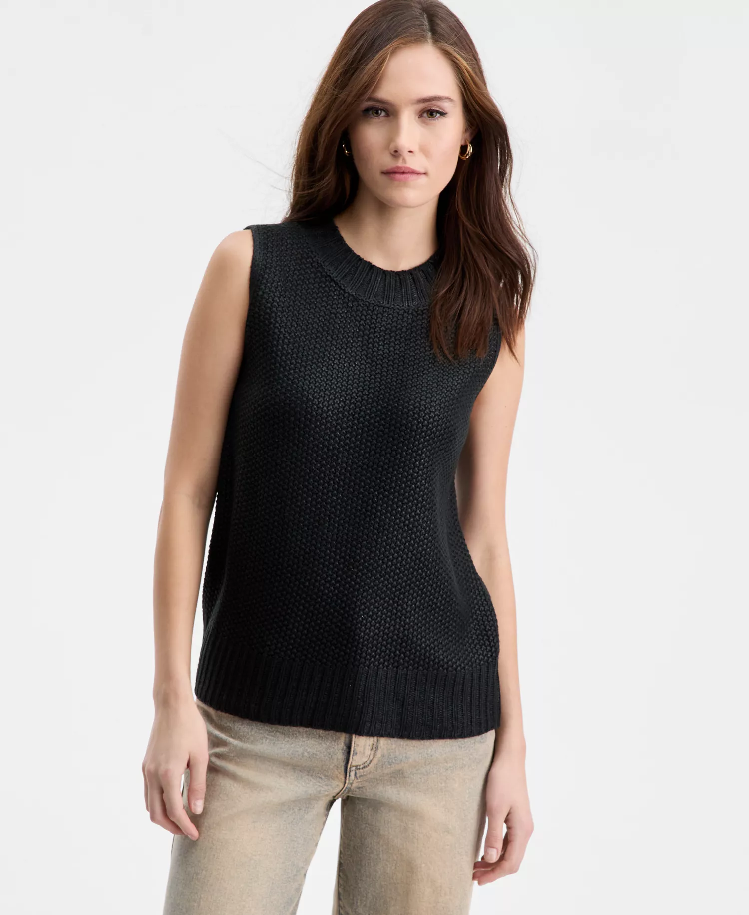 Women's Shine Sleeveless Sweater, Macy's Exclusive - Black - L