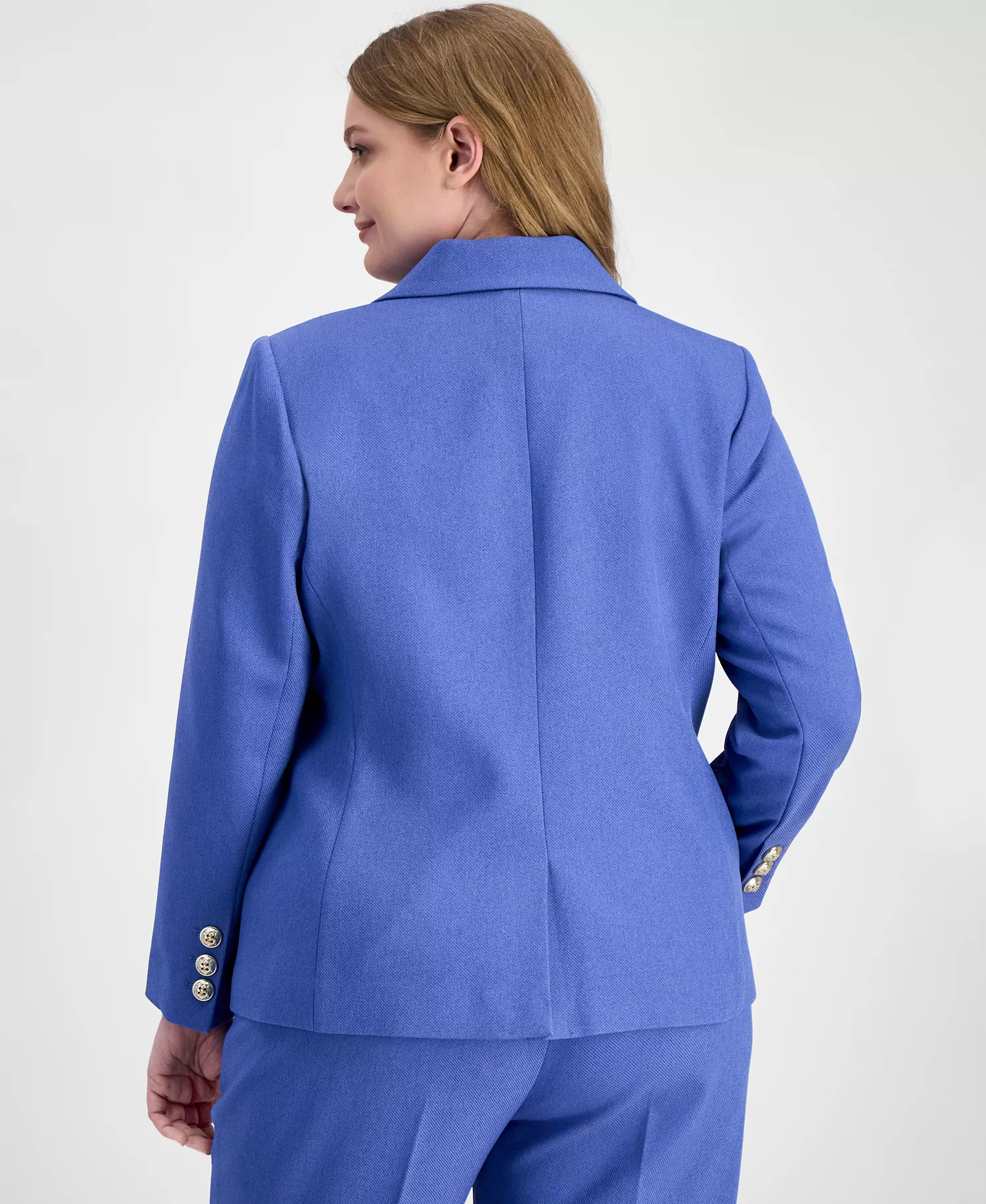 Plus Size Faux-Double-Breasted Twill Blazer - Deep Peri - 14W