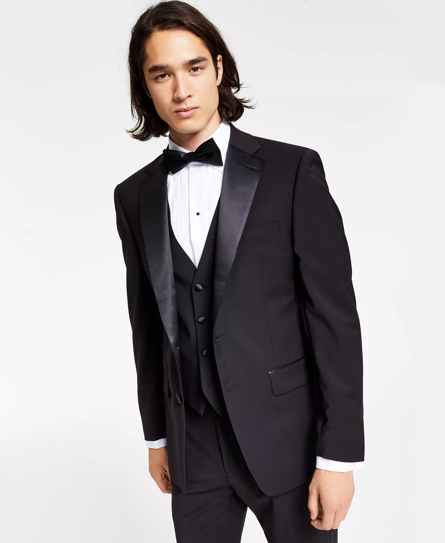 Men's Slim-Fit Infinite Stretch Black Tuxedo Jacket - CLOSE OUT! - Black - 38R