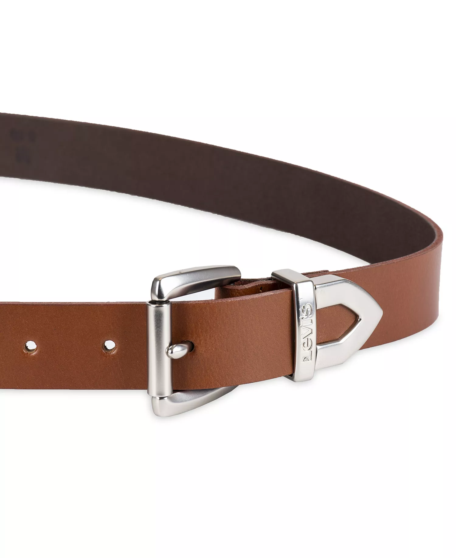 Women's Western Metal Tip End Leather Pant Belt - Tan - L