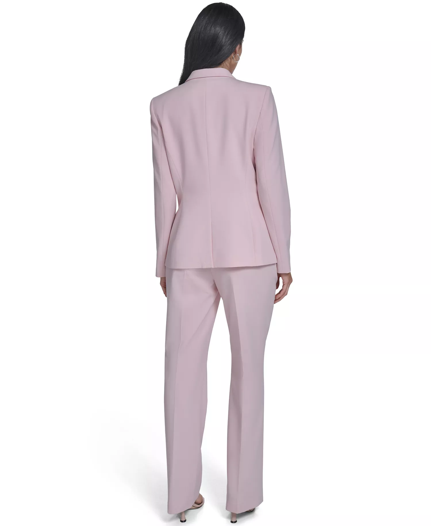 Calvin Klein Petite One-Button Blazer and Modern Straight Leg Pants - Latte/Petal Pink - 10P