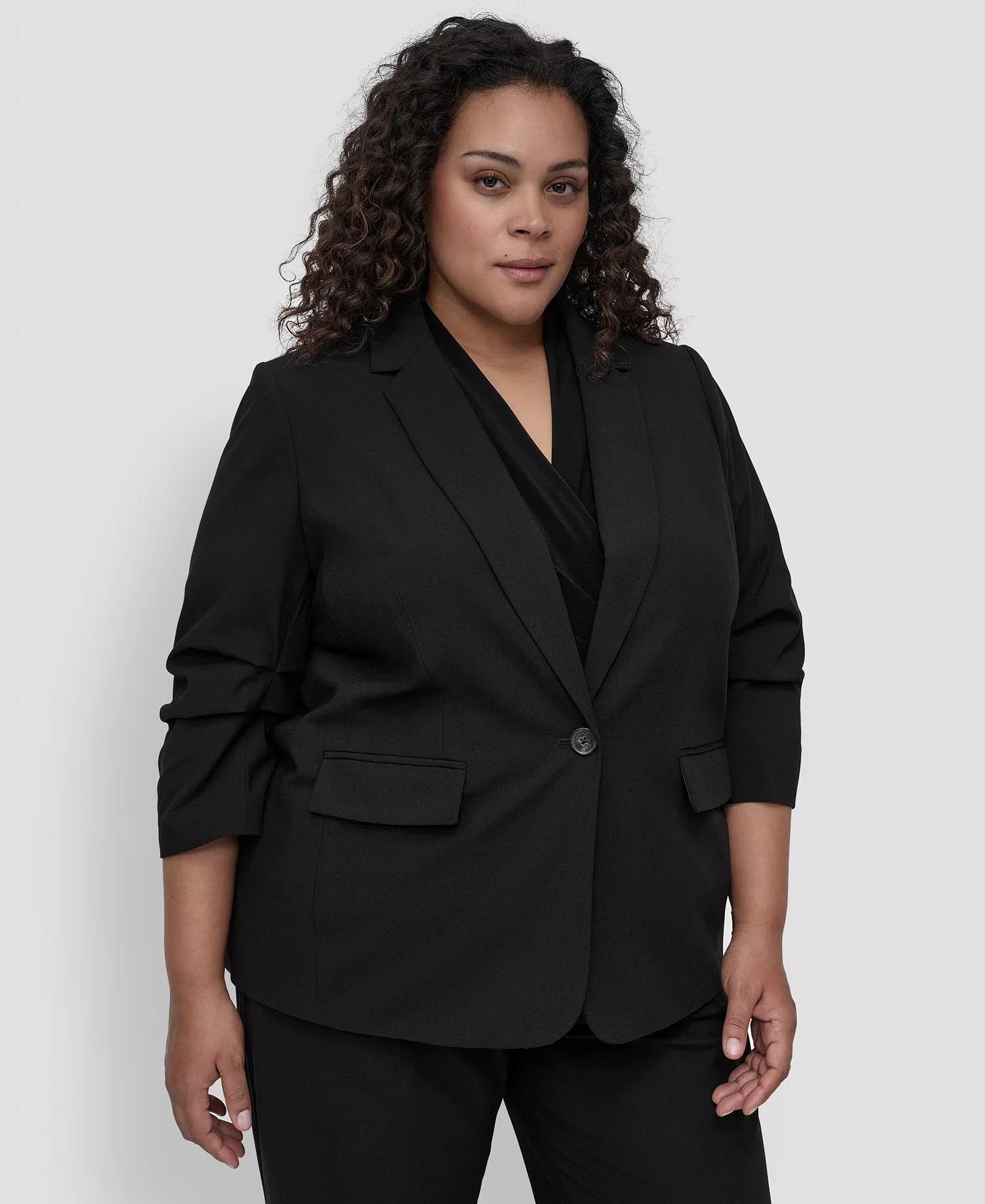 Plus Size 3/4-Sleeve Madison Jacket  - Black - 14W