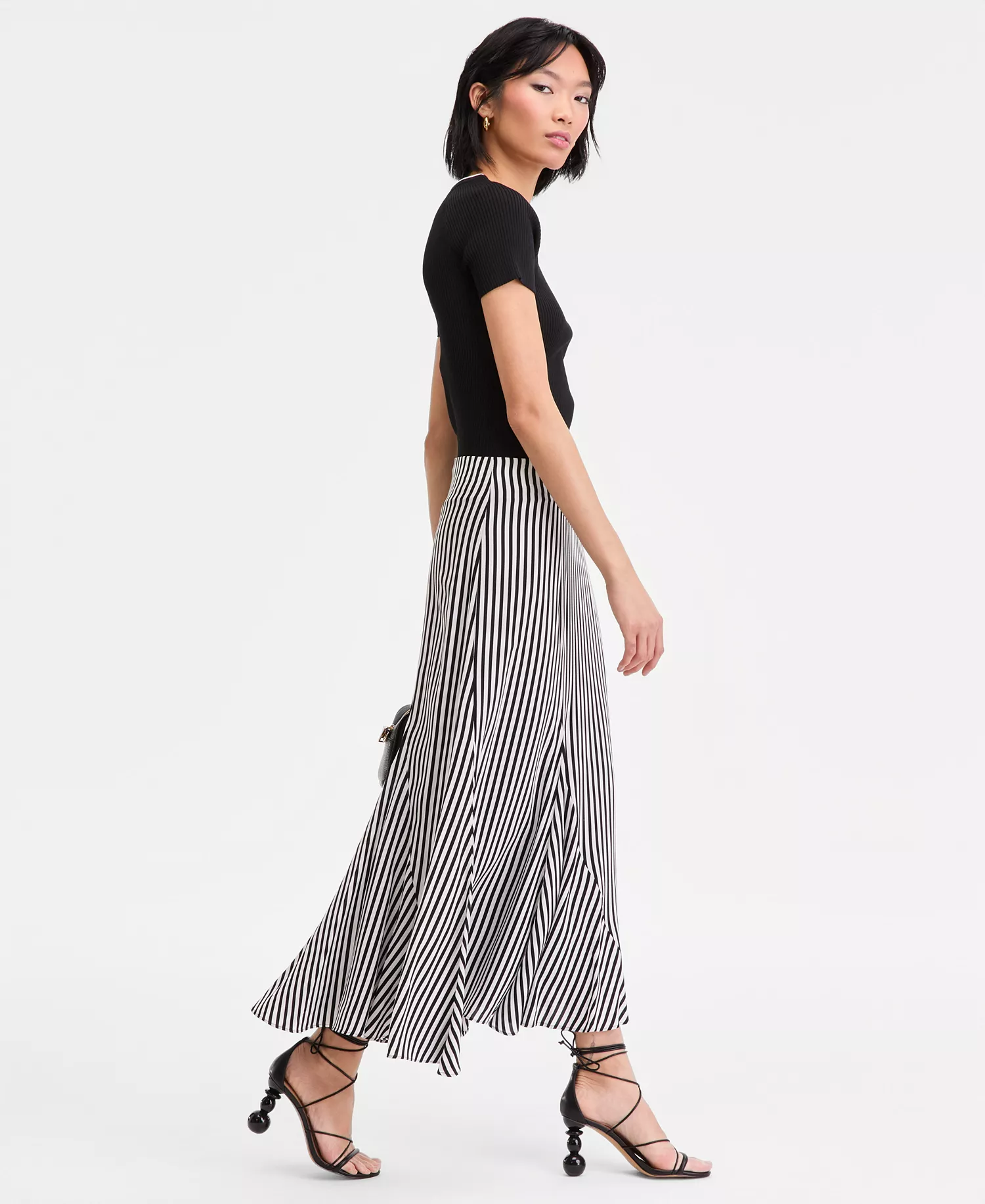 Women's Printed Midi Skirt, Macy's Exclusive - Nyra Stripe - L