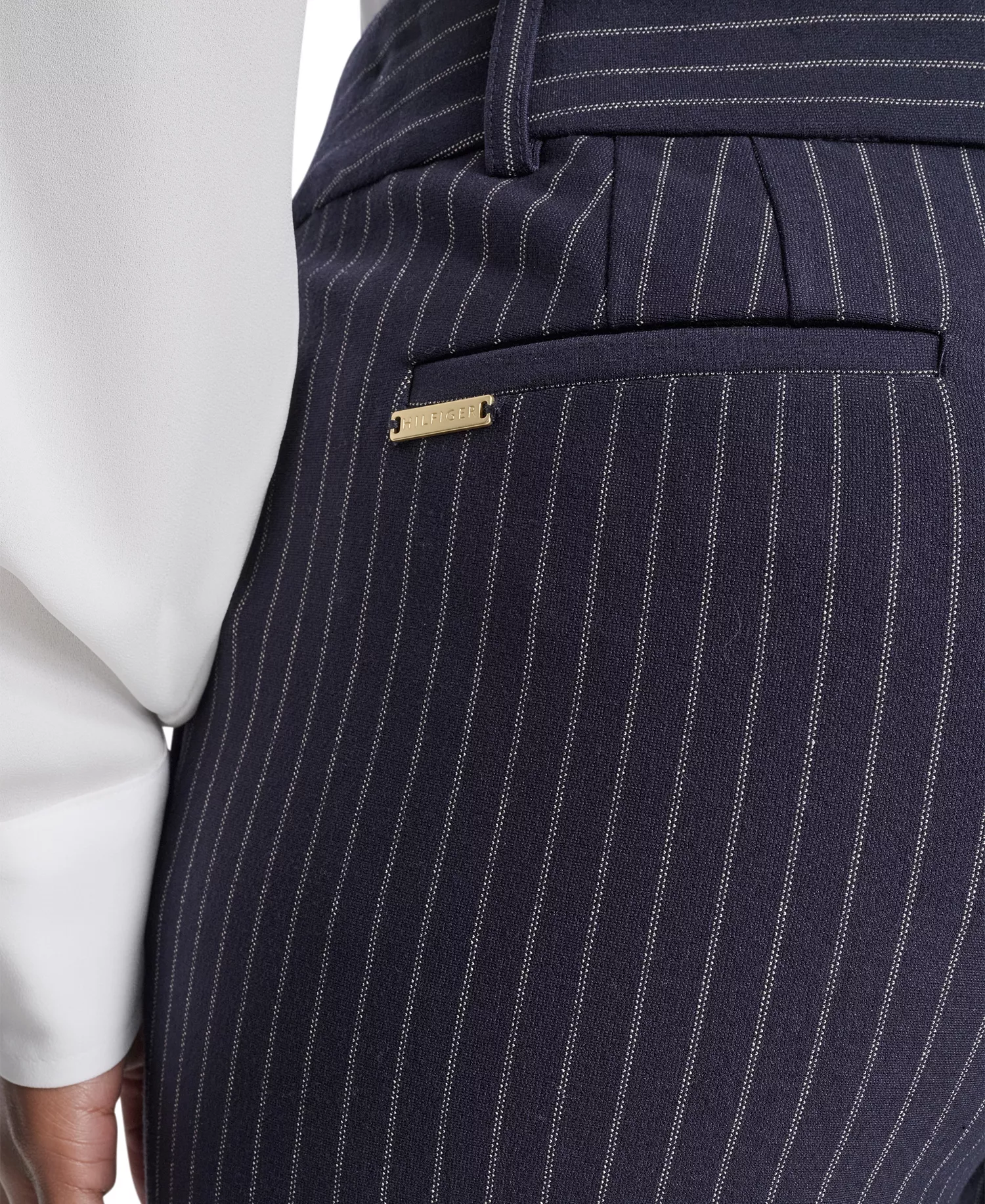 Women's Mid Rise Striped Sutton Trouser - Midnight/ Khaki - 10