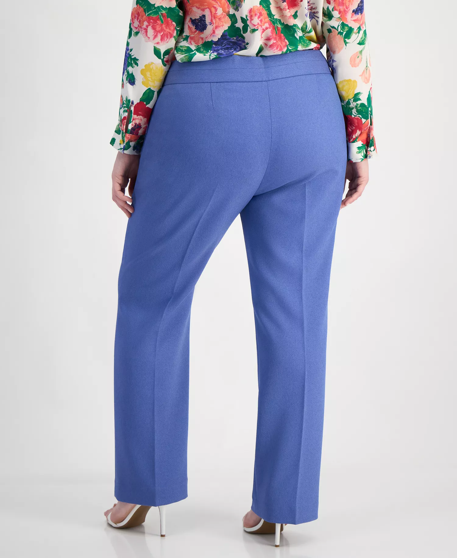 Plus Size Press-Pleat Straight-Leg Pants  - Deep Peri - 14W