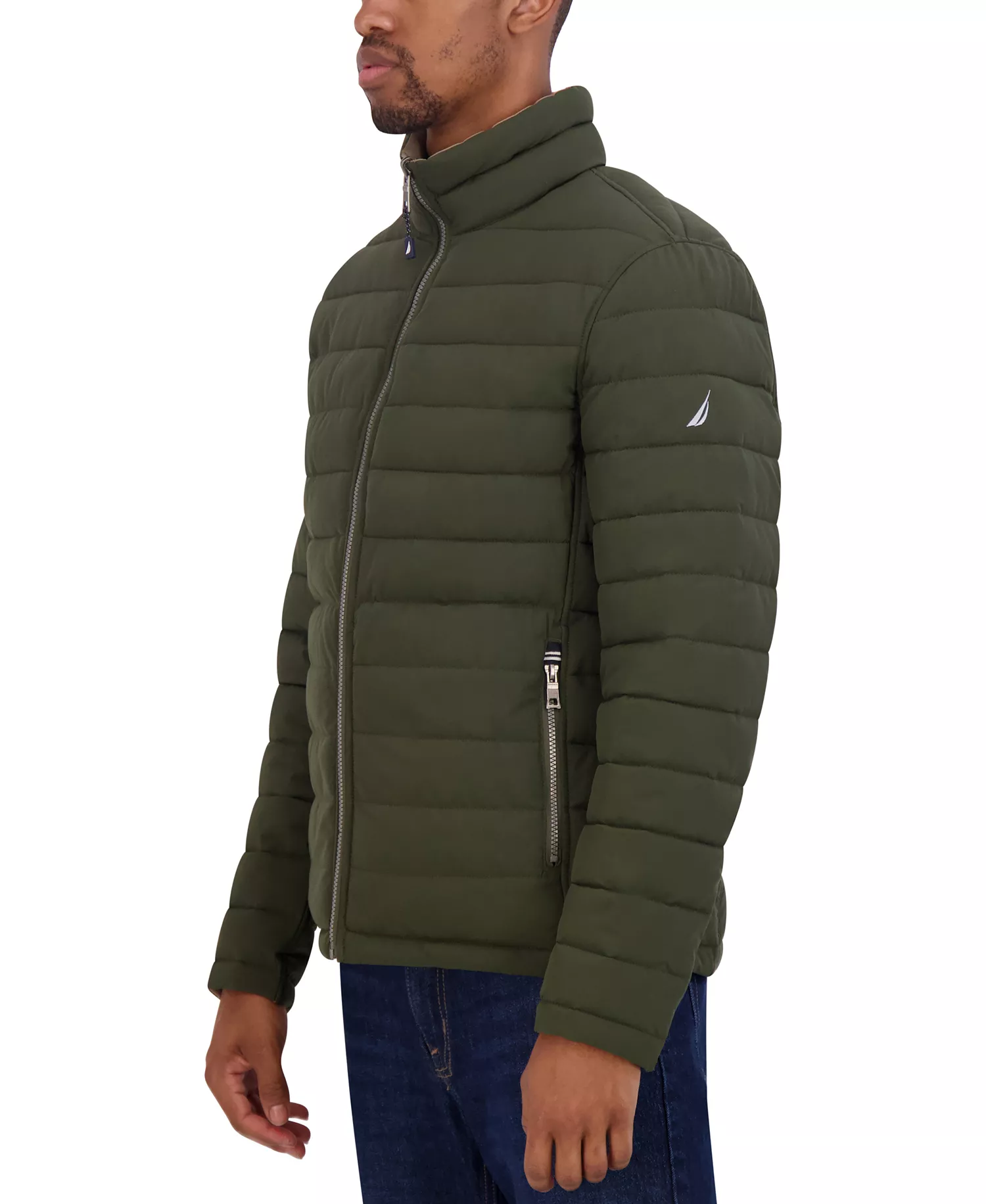 Men's Reversible Quilted Puffer Jacket - Dark Forest/Taupe - XL