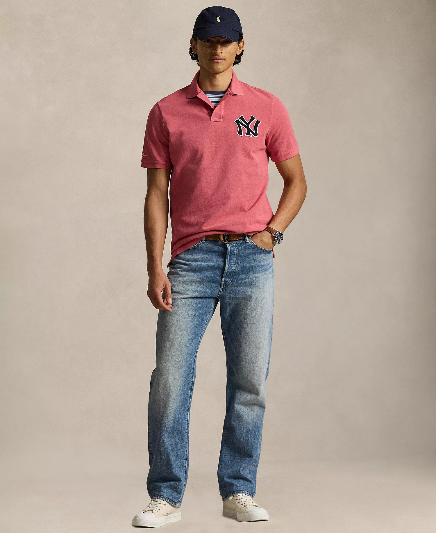 Men's Yankees Logo Mesh Polo Shirt - Adirondack Berry - 2XL