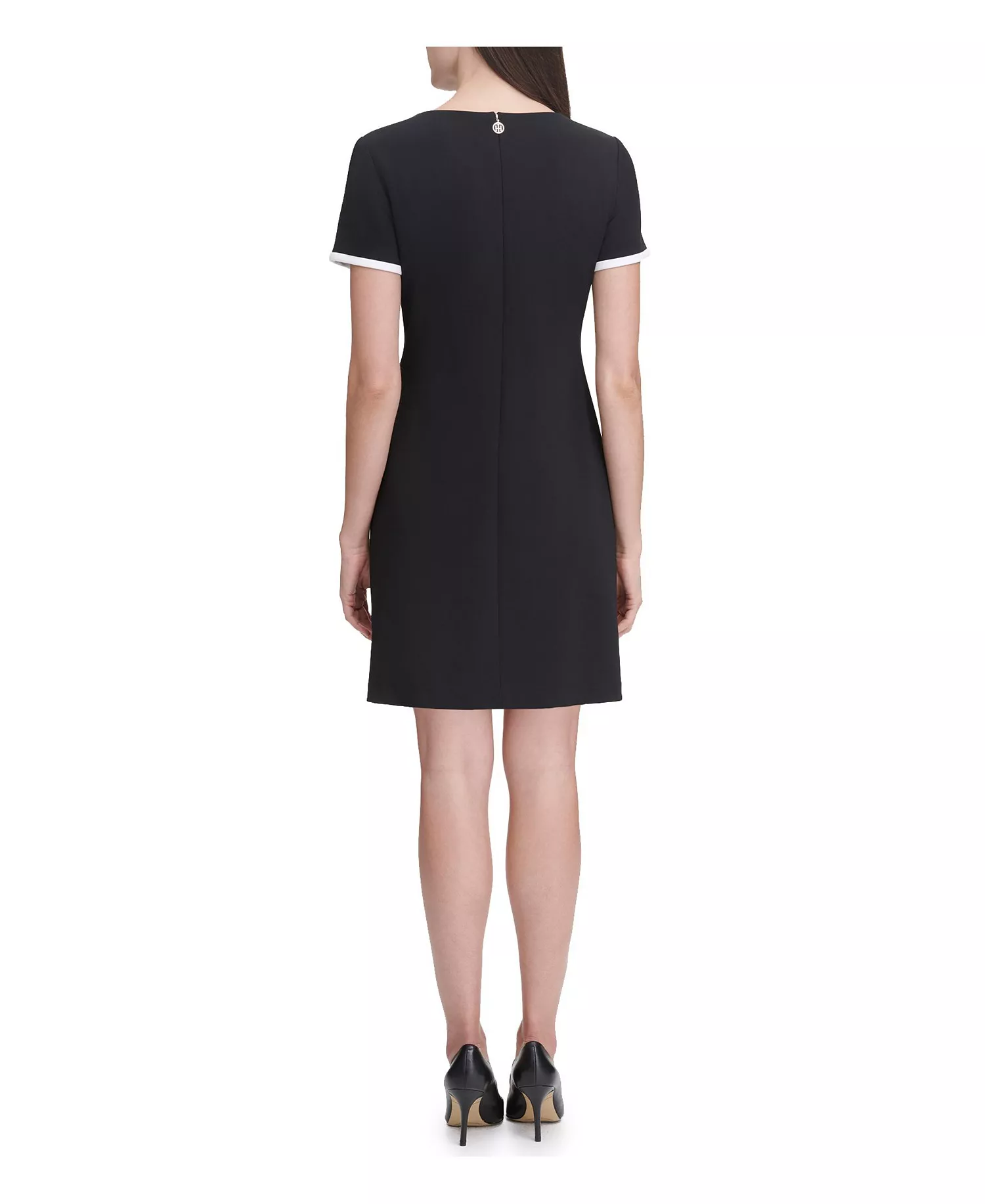 Women's Colorblocked Pocket Sheath Dress - Black, Ivory - 10