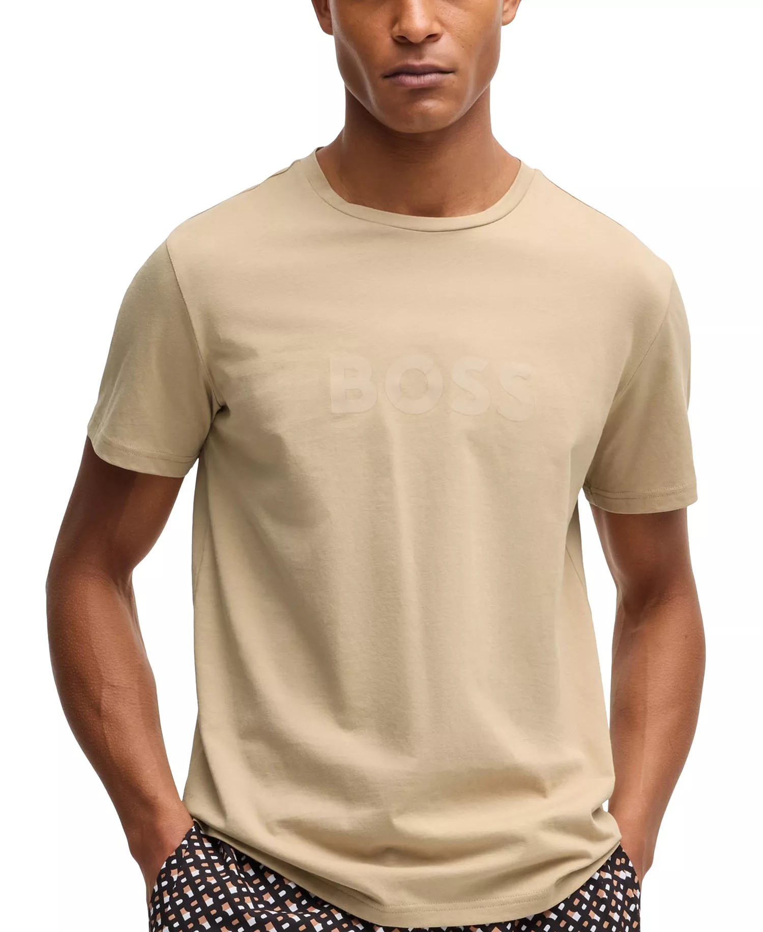 Men's Logo Print Cotton-Jersey T-Shirt - Open Beige - L