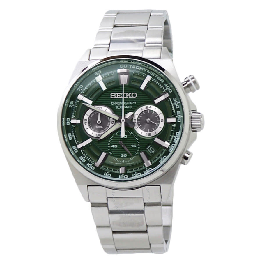 Seiko Chronograph Quartz Green Dial Stainless Steel Men's Watch