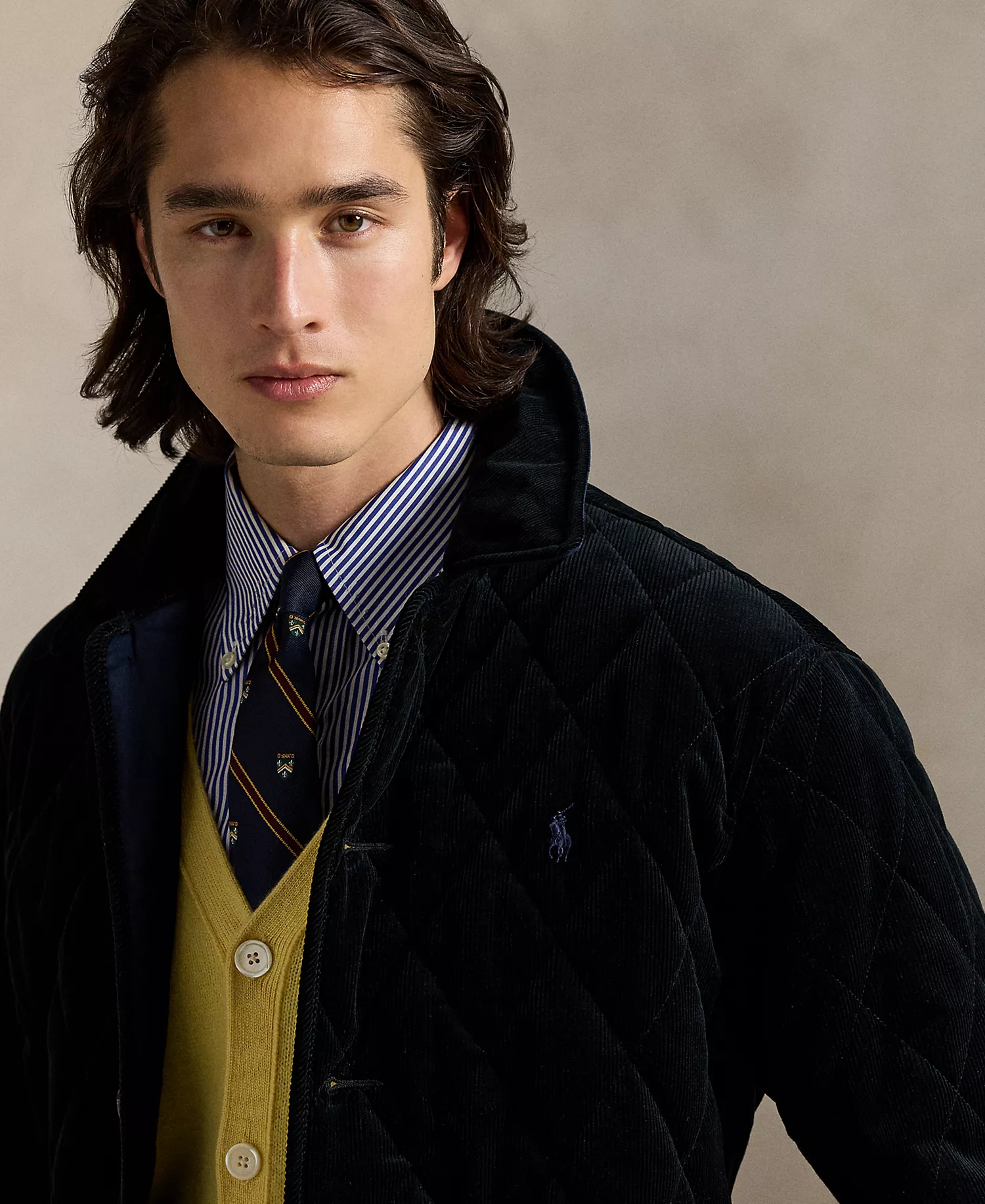 Men's Quilted Corduroy Car Coat - Aviator Navy - L