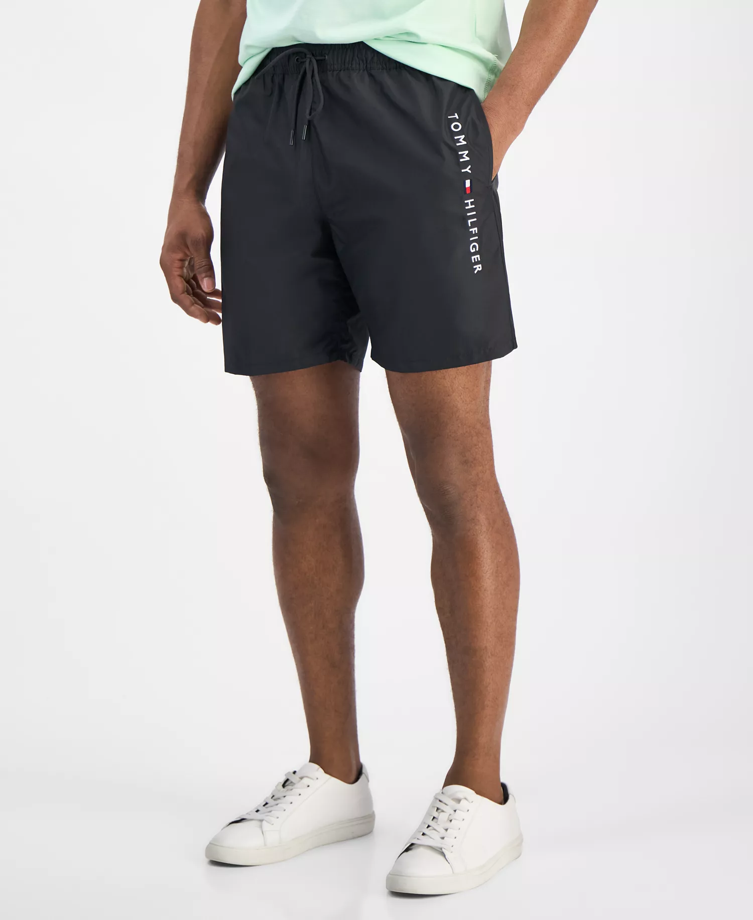 Men's Drawstring Logo 7" Swim Trunks - Black - 2XL