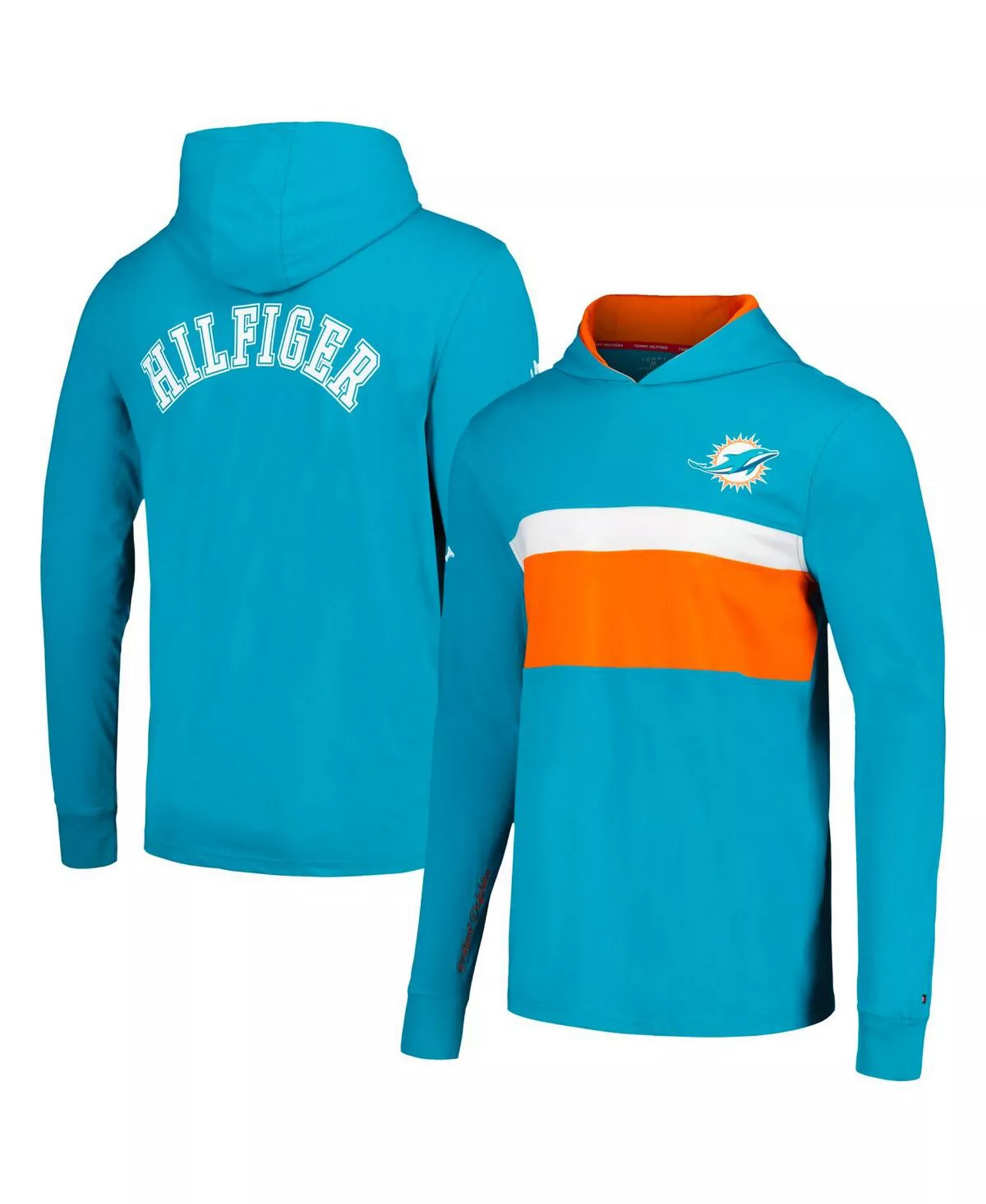 Men's Aqua Miami Dolphins Morgan Long Sleeve Hoodie T-shirt - Aqua - 2XL