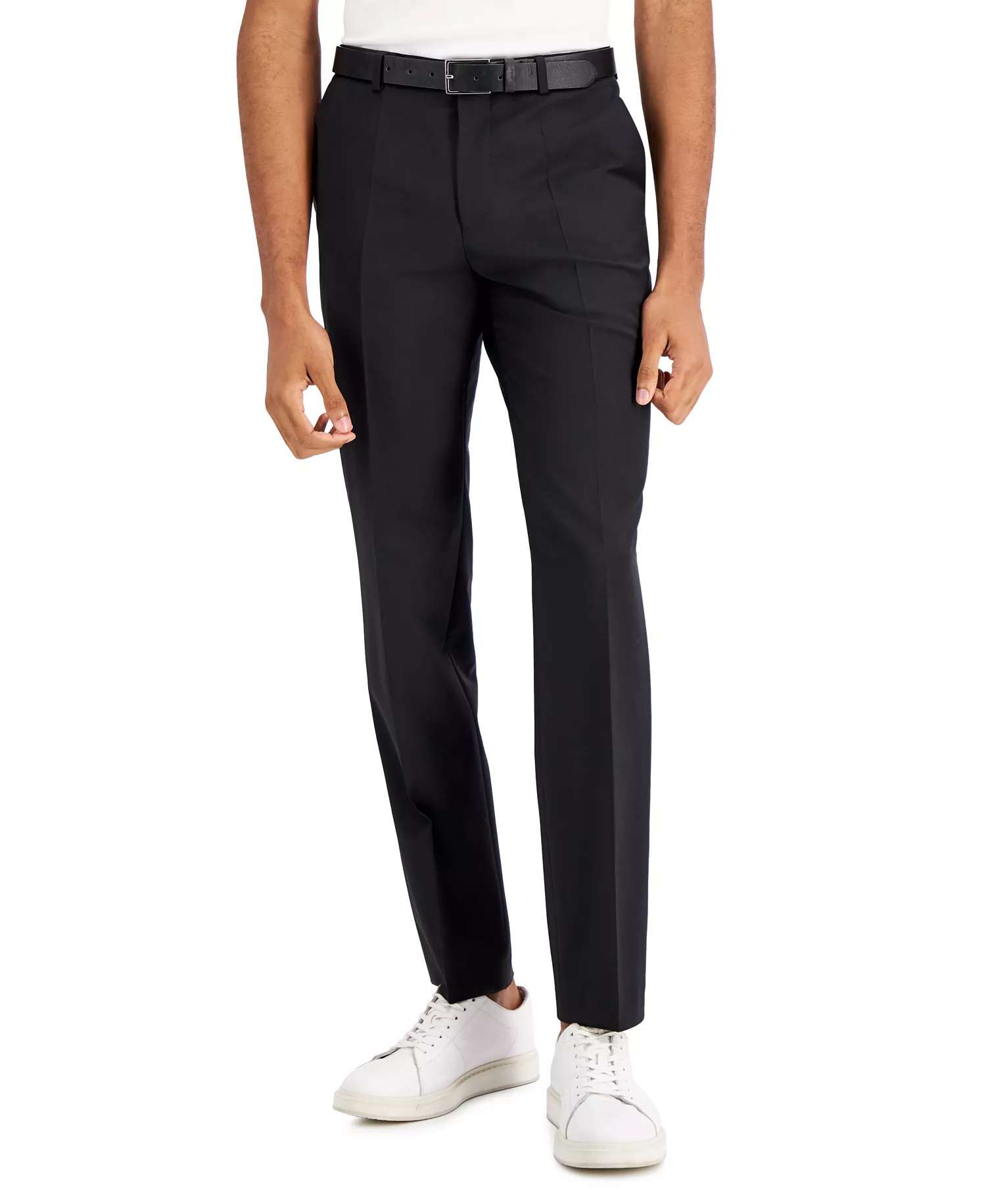 Men's Modern-Fit Wool Superflex Suit Separate Pants - Black - 30R