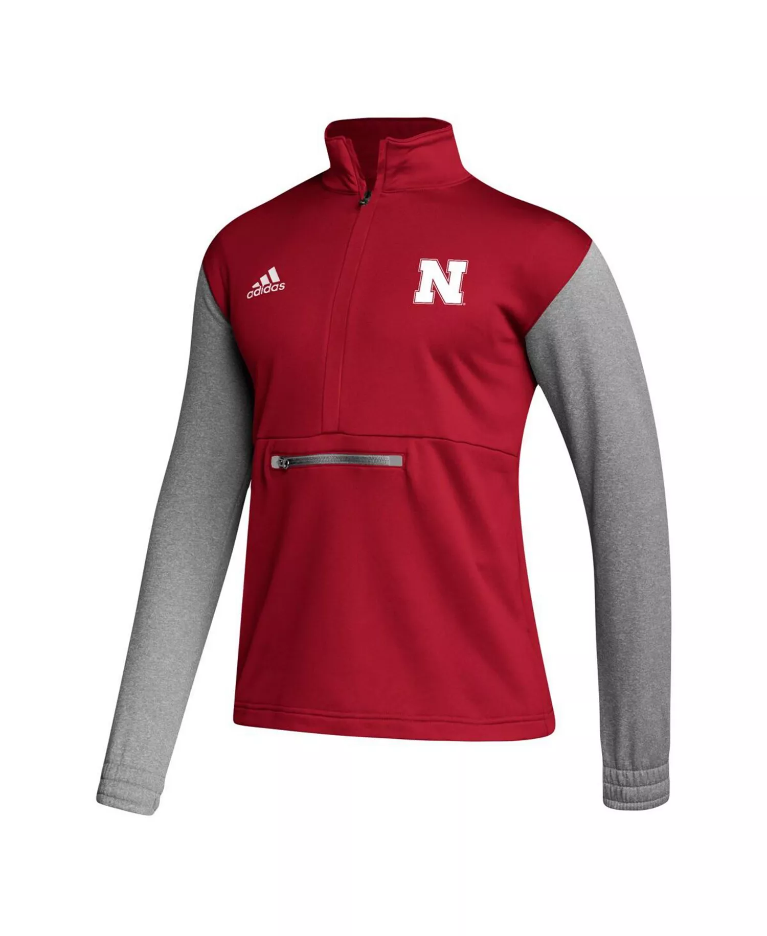 Men's Scarlet, Heathered Gray Nebraska Huskers Team AEROREADY Half-Zip Top - Scarlet, Heathered Gray - S