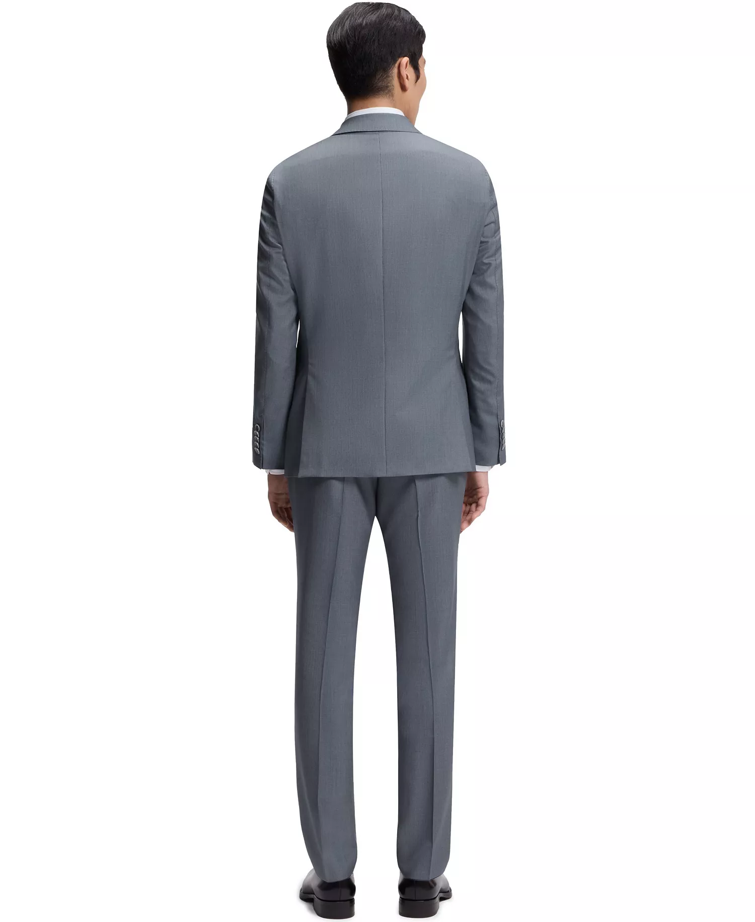 Men's Wool Silk Two-Piece Slim-Fit Suit - Dark Green - 40R