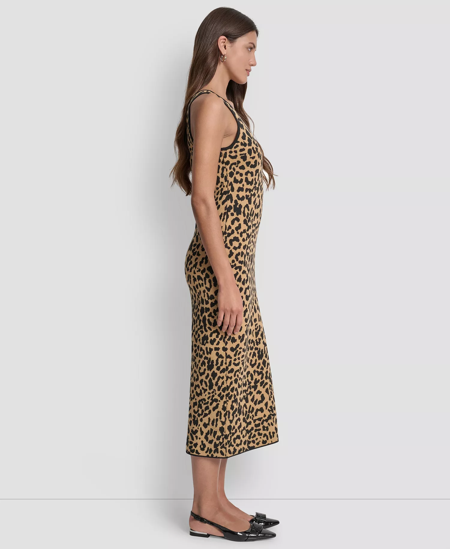 Women's Cheetah Jacquard Bodycon Sweater Dress - Whsky/Black - XS