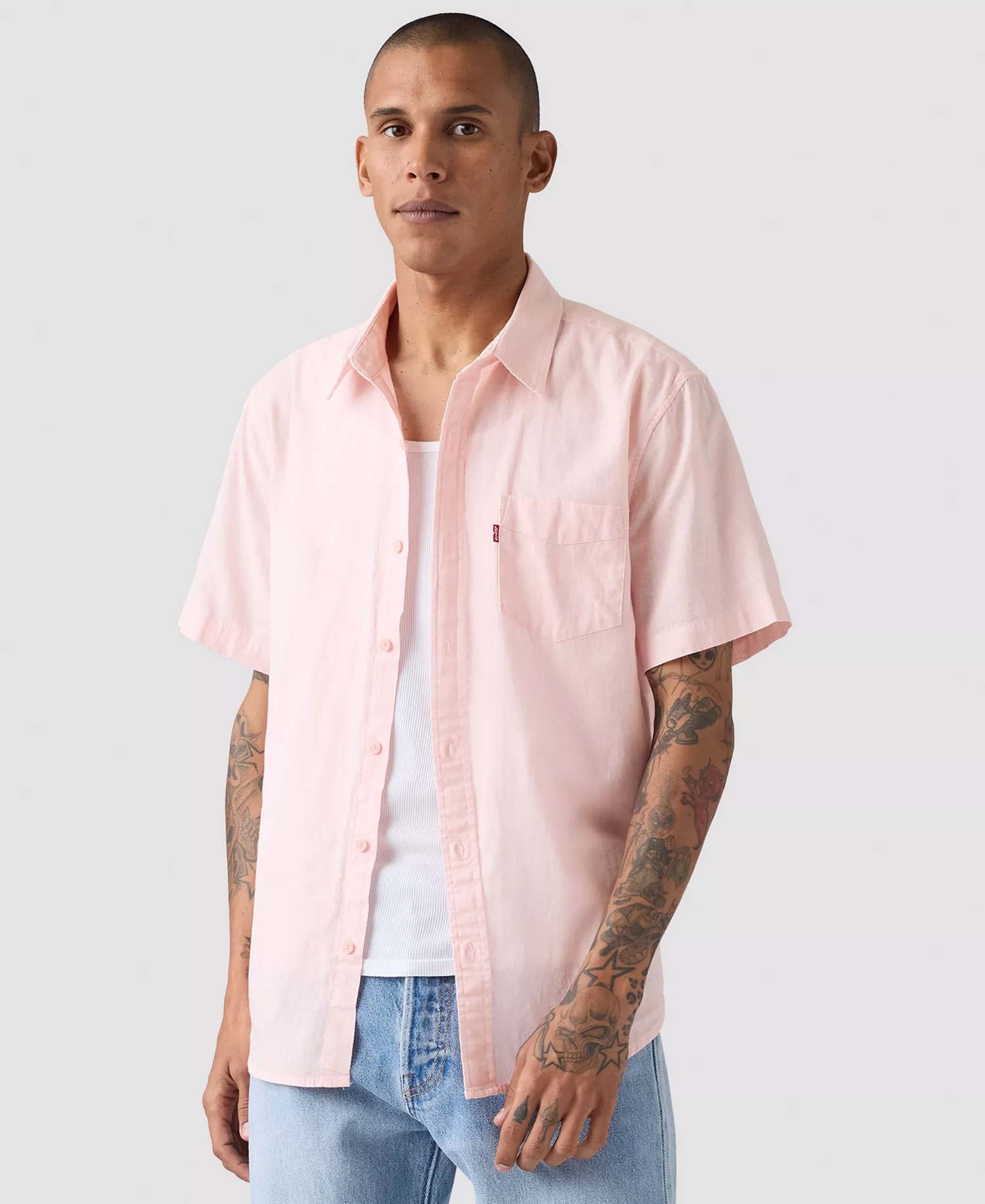 Men's Classic Pocket Short-Sleeve Regular-Fit Shirt - Au Naturel - 2XL