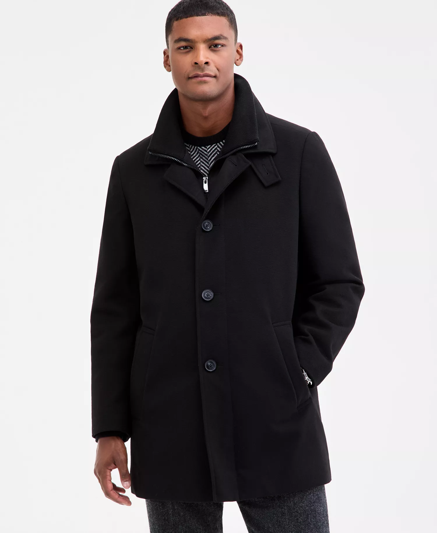 Men's Classic-Fit Coleman Overcoat - Black - 36R