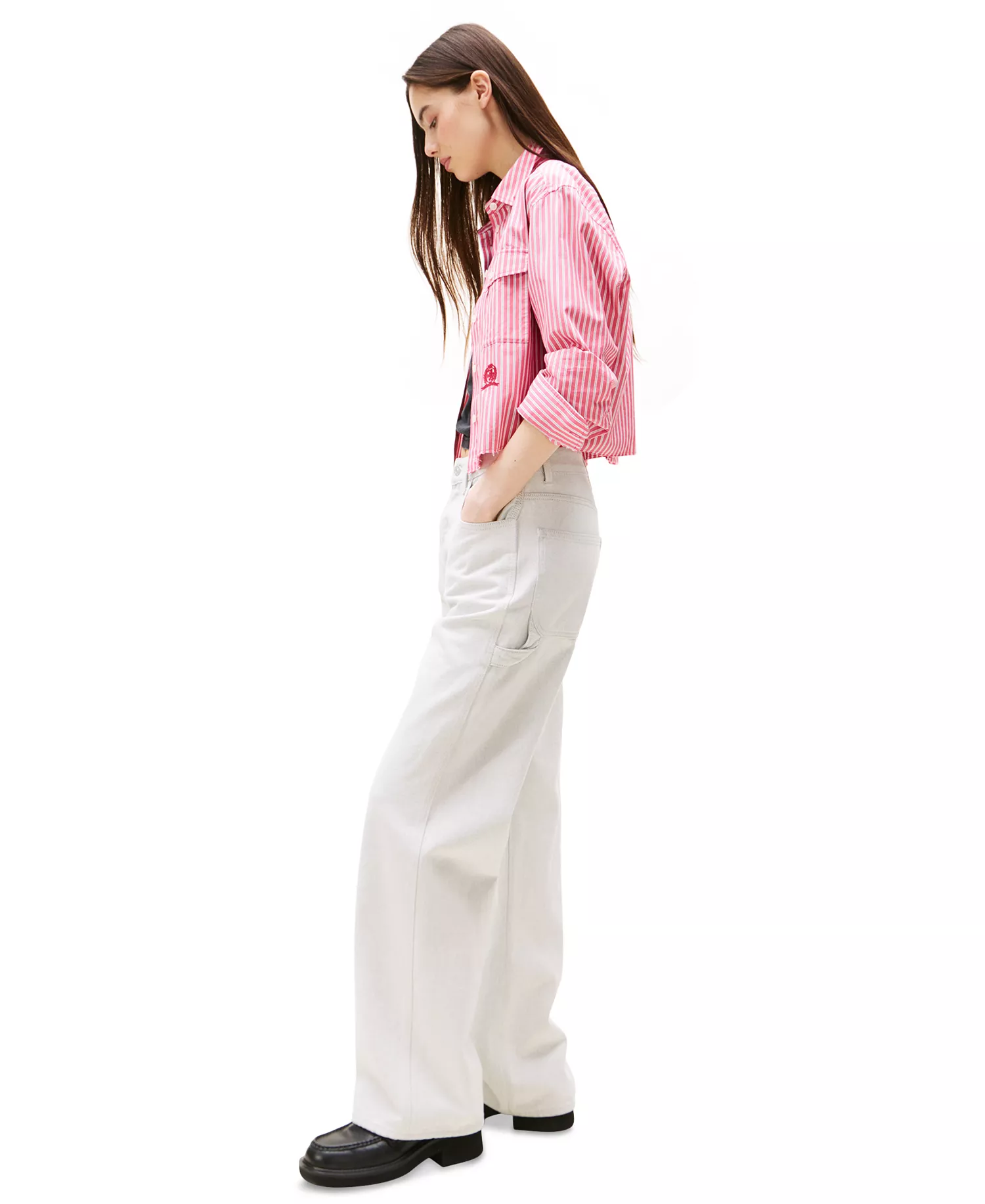 Women's Mia Mid-Rise Relaxed Straight-Leg Carpenter Jeans - Denim White 01 - 29x30