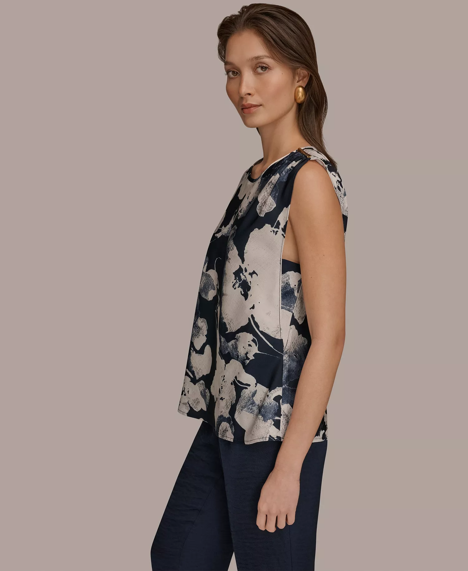 Women's Printed Scoop Neck Top - Nightfall Multi - L