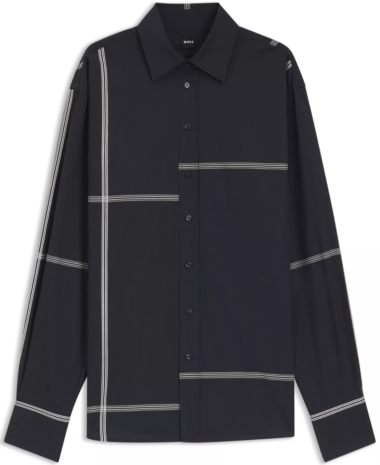 BOSS by Women's Cotton Canvas Relaxed-Fit Blouse - Dark Blue - 10