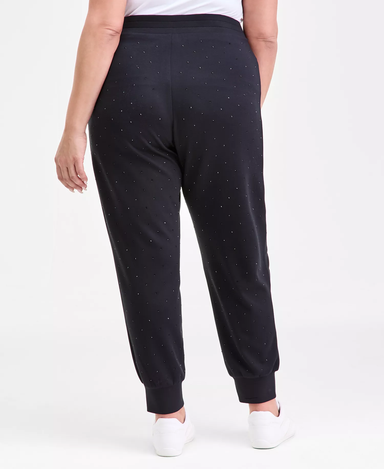 Plus Size Studded Jogger Sweatpants, Macy's Exclusive  - Deep Black - 1X