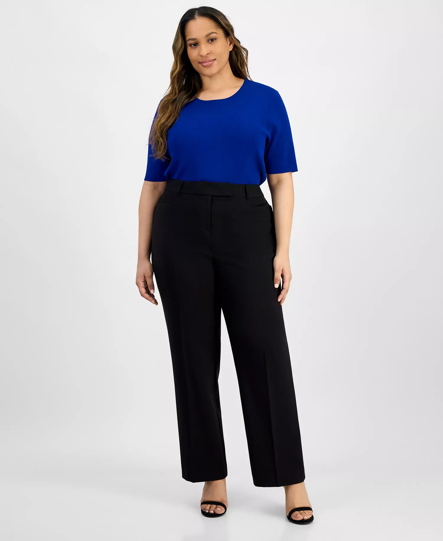 Plus Size Bird Eye Pants - Black - 14W