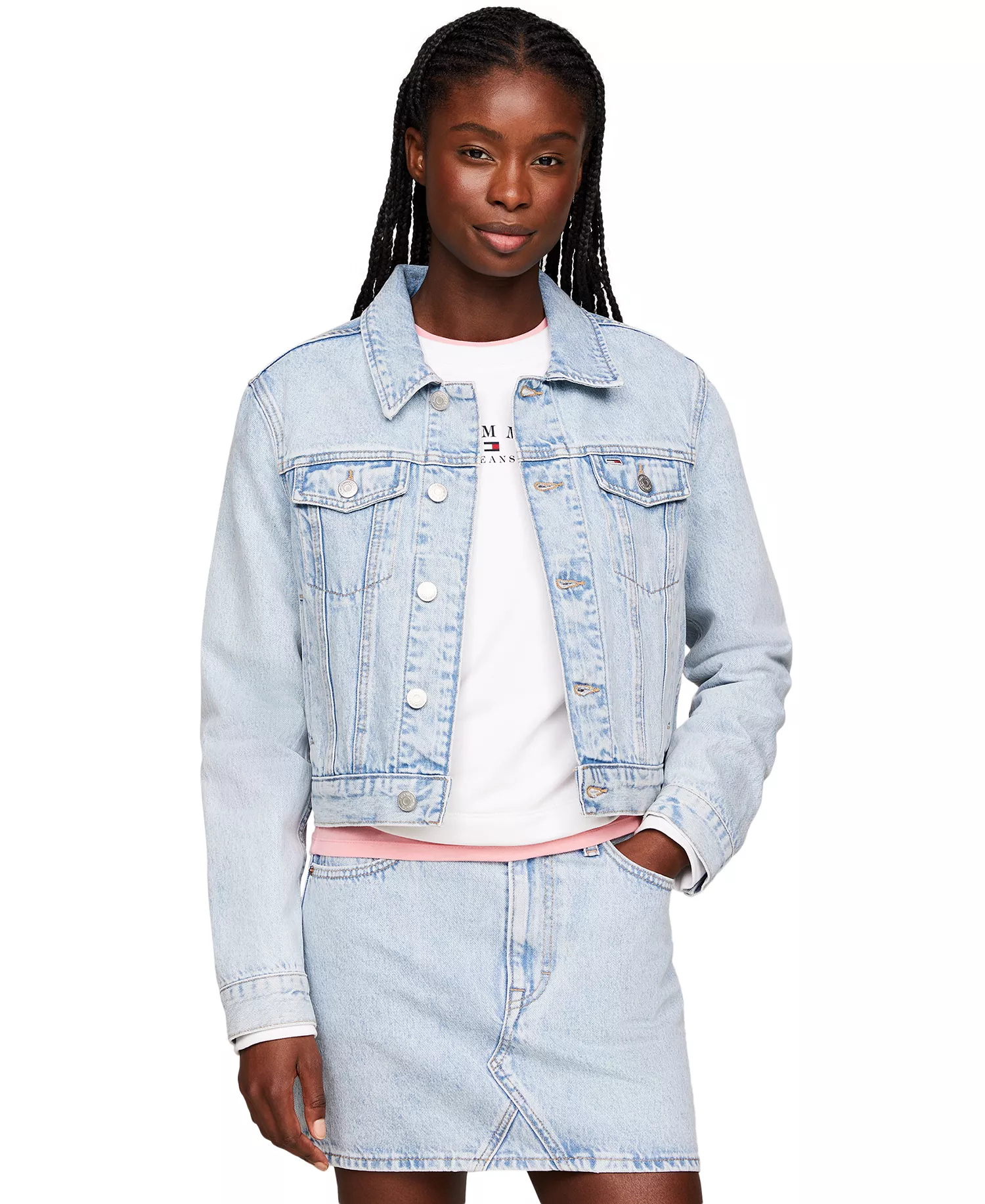 Women's Izzie Slim-Fit Distressed Denim Jacket - Denim Light - XL