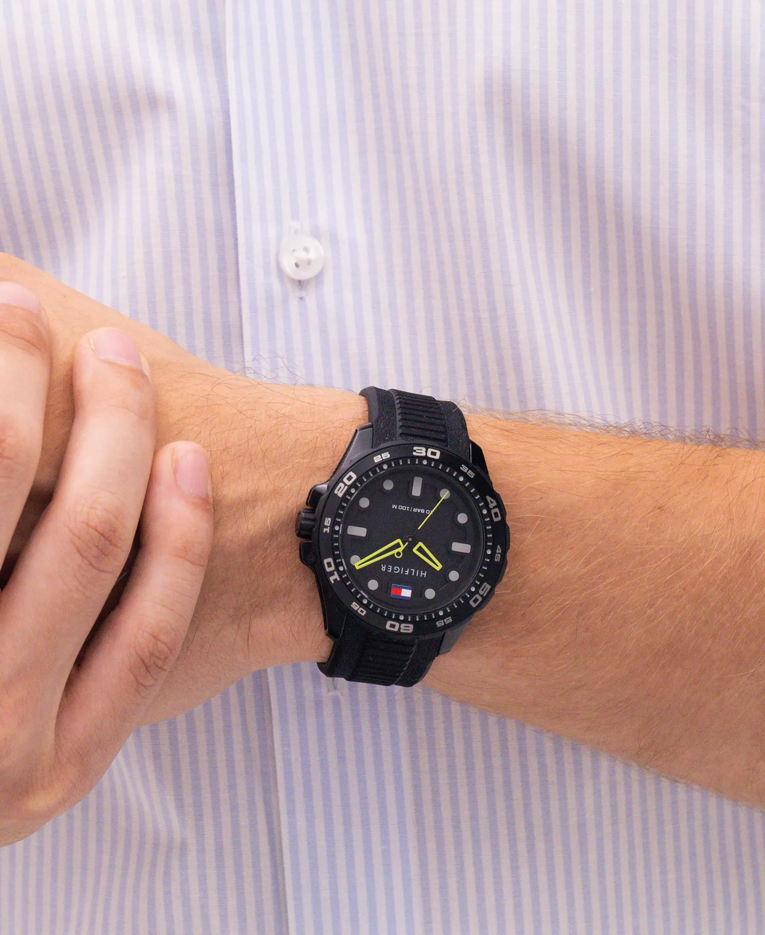 Men's Quartz Black Silicone Strap Watch, 40mm - Black - No Size