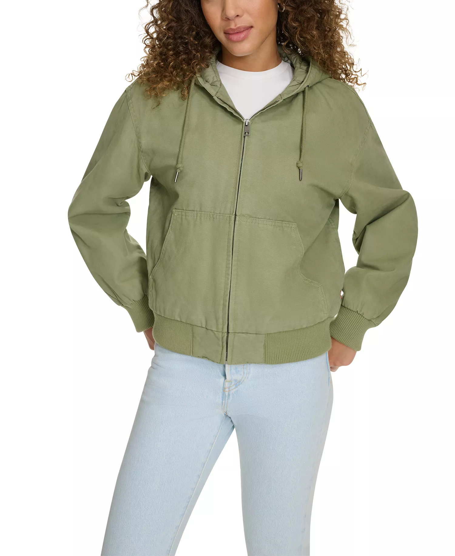 Women's Relaxed Workwear Hooded Bomber Jacket - Sage - L