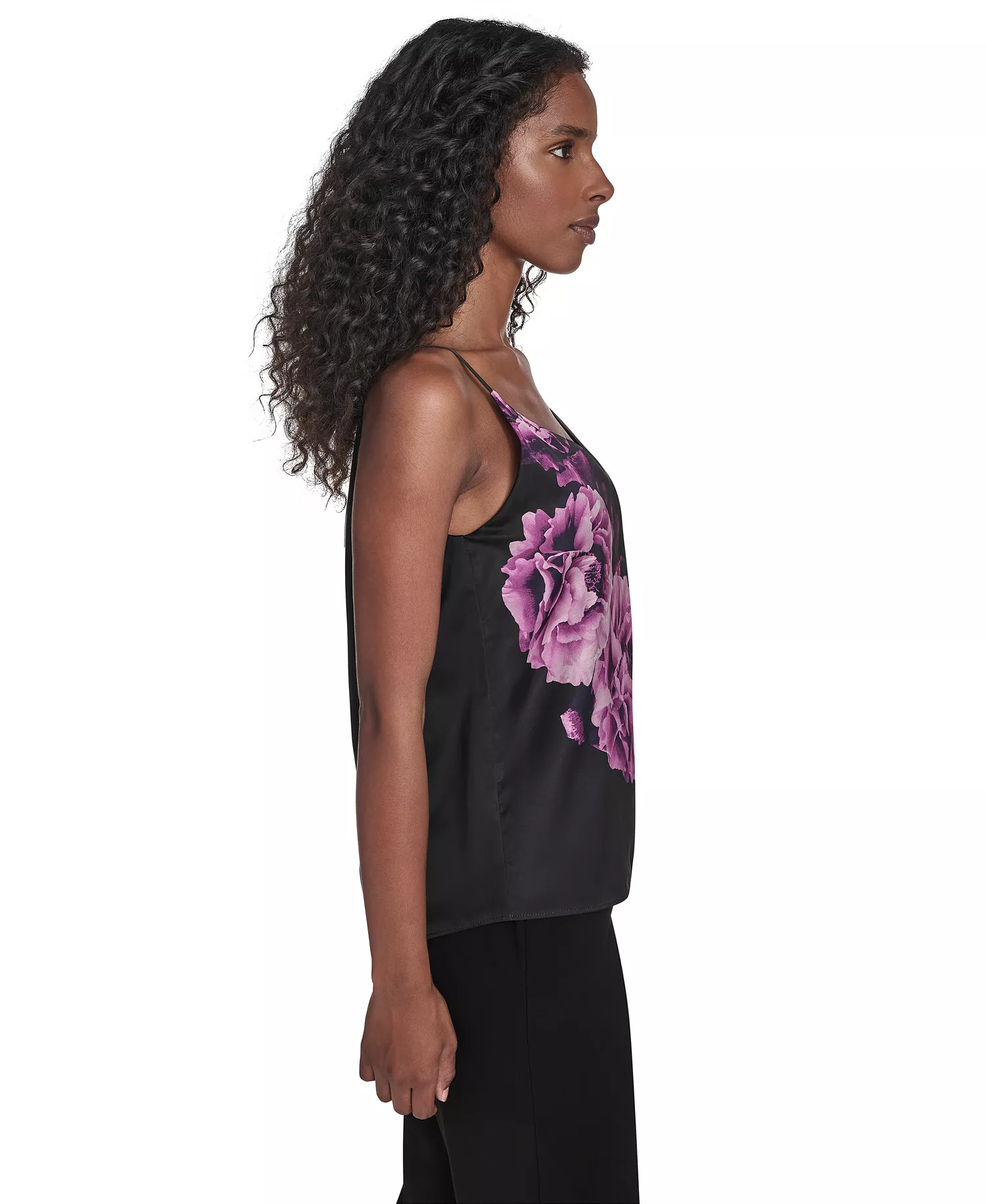 Women's Floral Strappy Camisole - Aubergine Multi - L