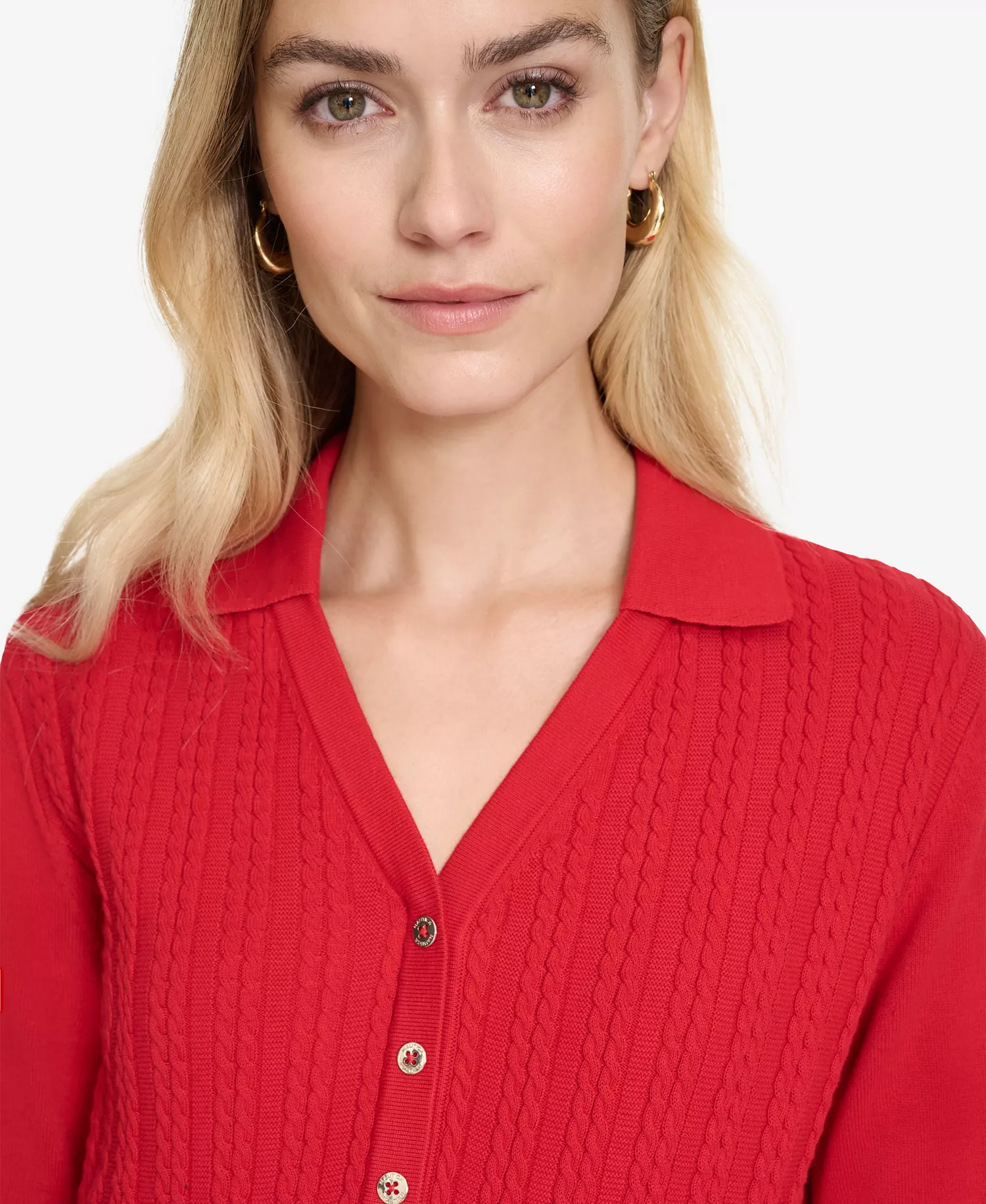 Nautica Women's Solid Button V Neck Polo Sweater - Night Sky - S