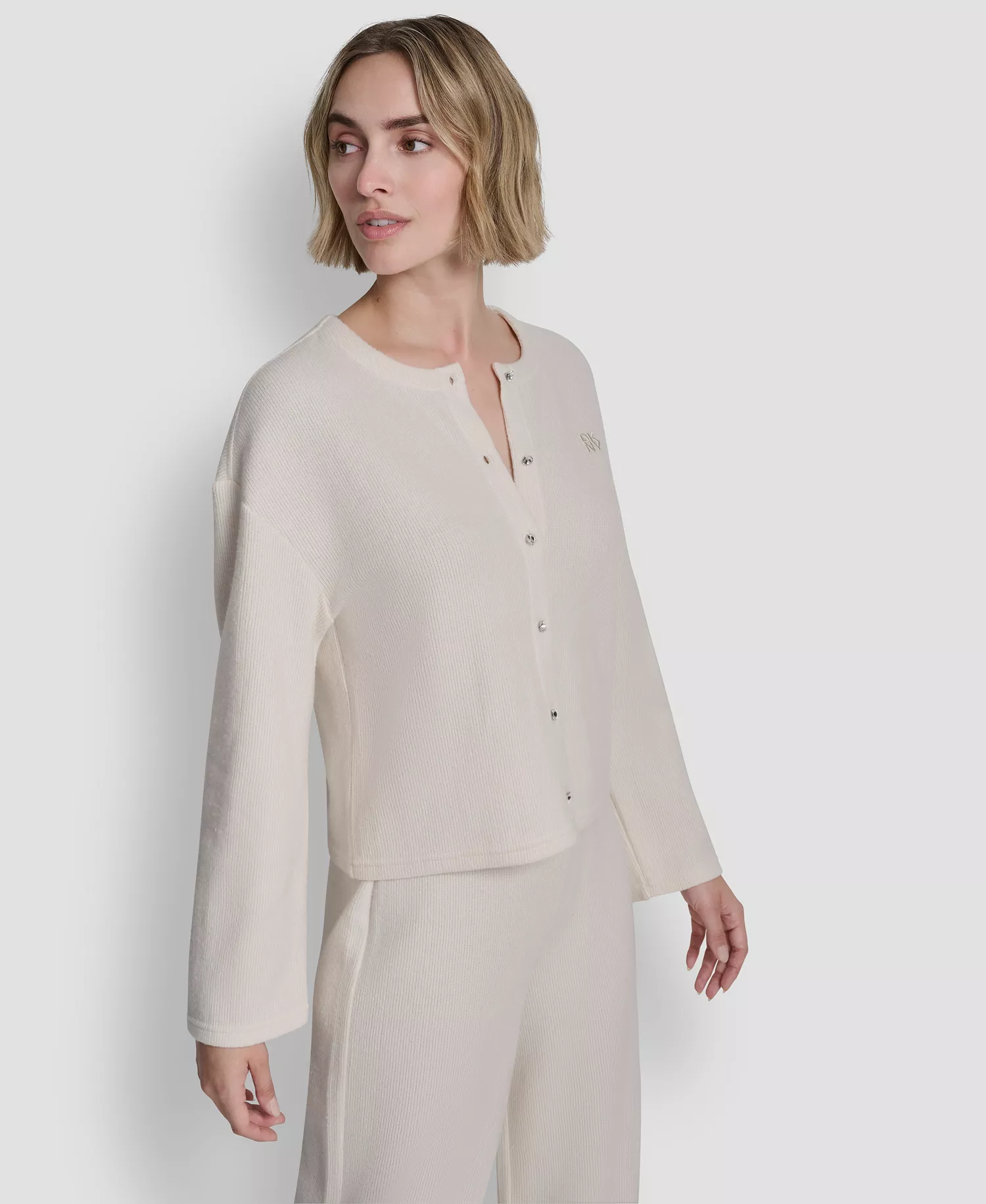 Petite Long-Sleeve Button Front Cardigan - Eggnog - PL