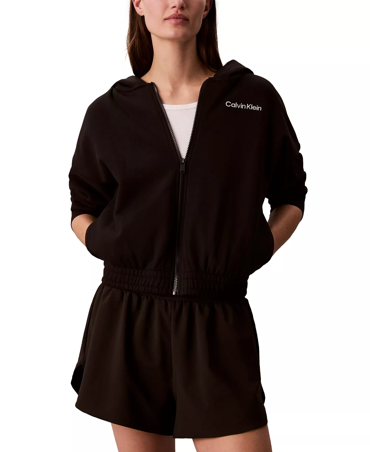 Women's Brushed French Terry Full Zip Hoodie - Black - 2XL