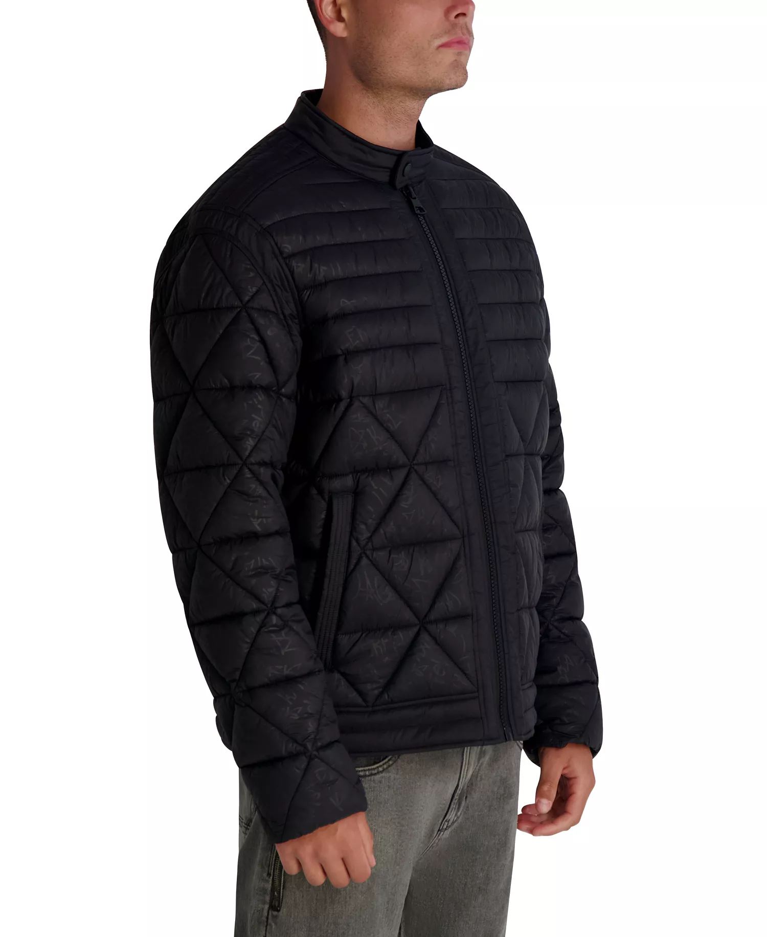 Men's Graffiti Karl Quilted Jacket - Black - 2XL
