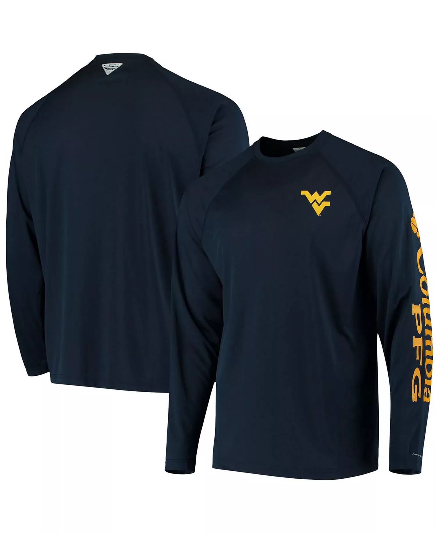 Men's PFG Navy West Virginia Mountaineers Terminal Tackle Omni-Shade Long Sleeve T-shirt - Navy - L