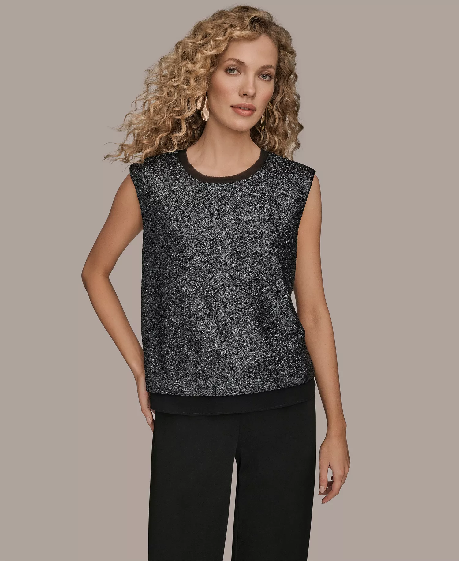 Women's Sleeveless Top - Black Iridescent - L