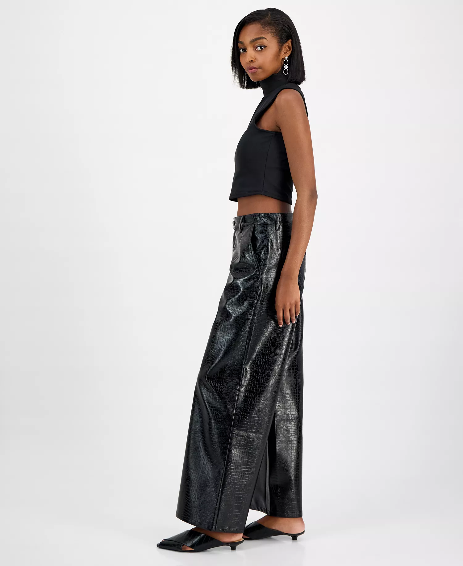 Women's Crocodile-Embossed Faux Leather Pants, Macy's Exclusive - Croc Pu - 0