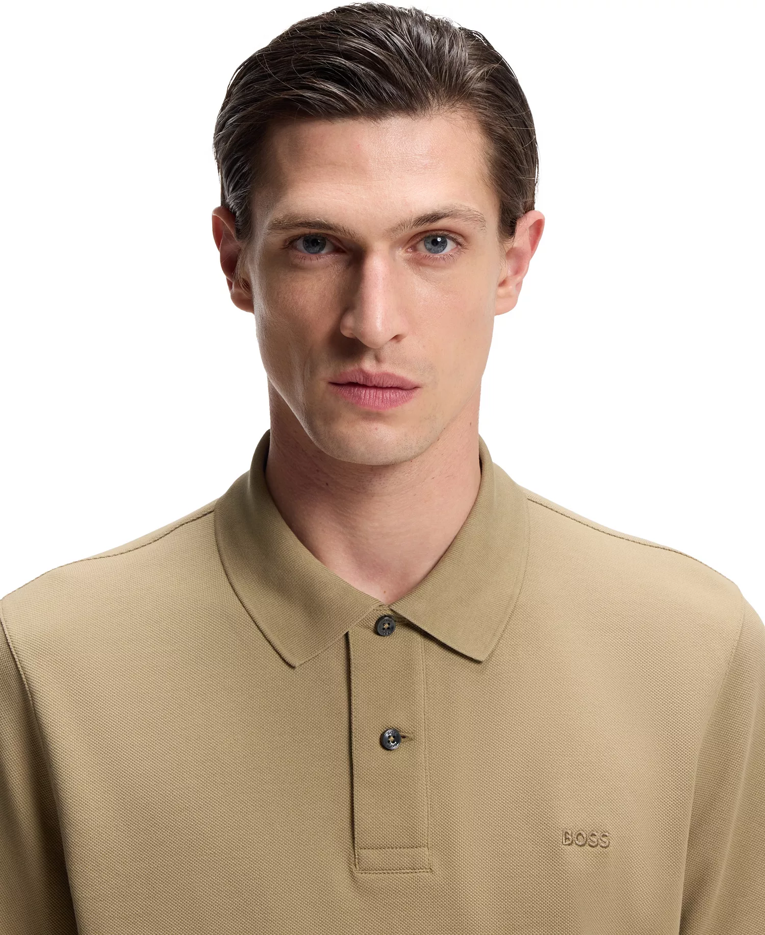 Men's Cotton Piqué Embroidered Logo Pallas Polo Shirt - Dark Beige - 2XL